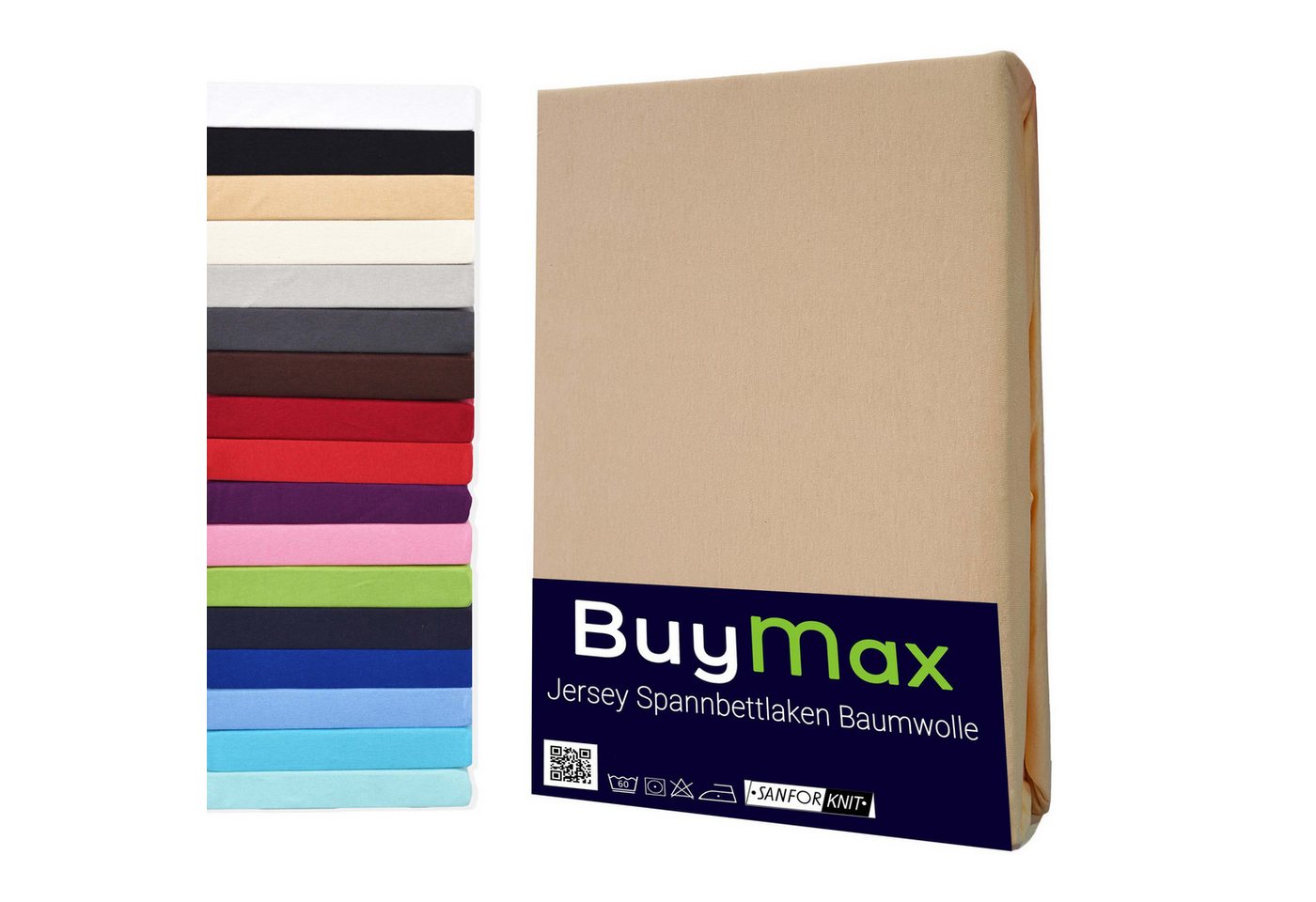 Buymax Spannbettlaken Buymax Jersey aus 100% Baumwolle, Jersey, Gummizug: Rundumgummi, (1 Stück), Pflegeleicht und Atmungsaktiv in Verschiedenen Farben und Größen
