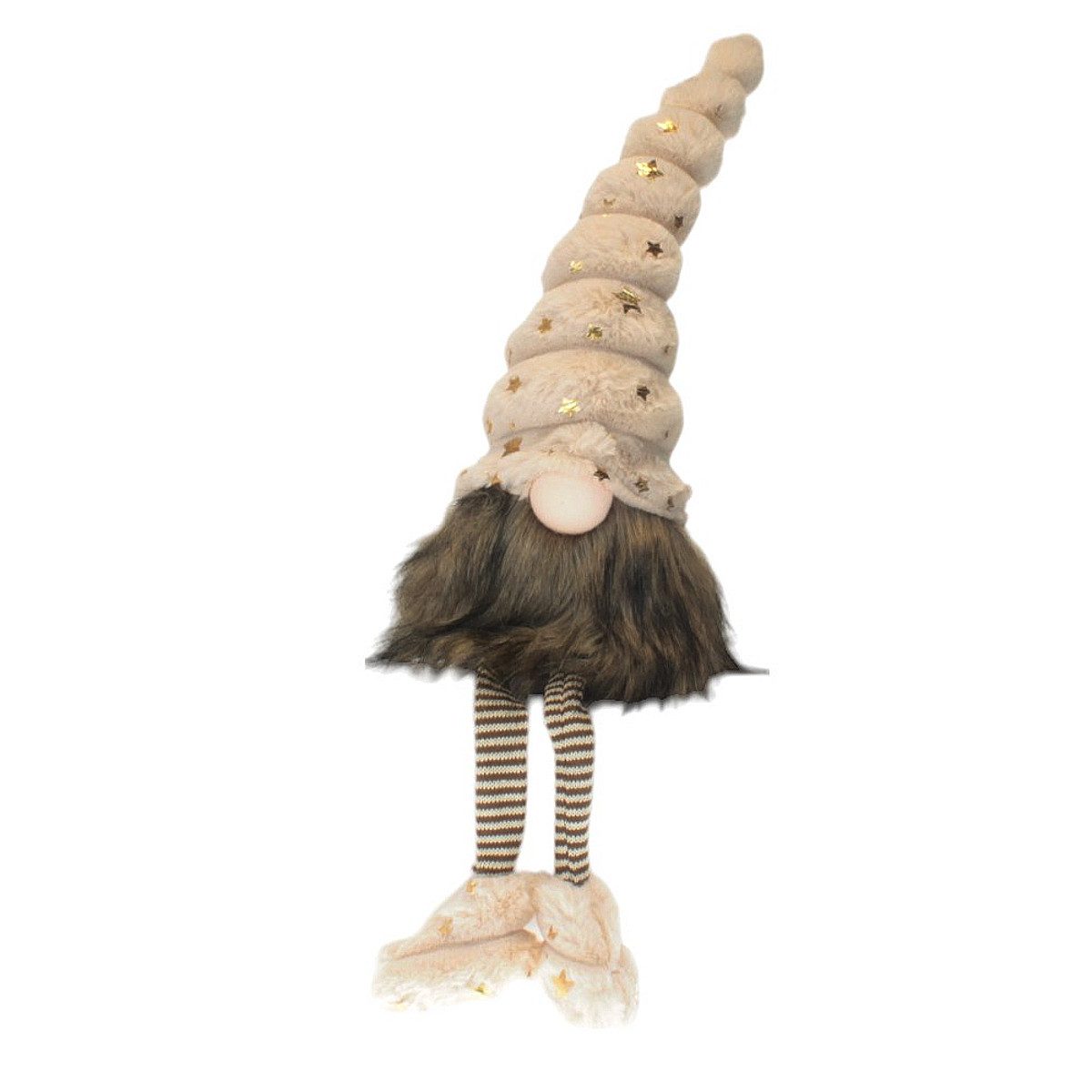 Macosa Home Kantenhocker Wichtel groß Beige od. Grün 60 cm Dekowichtel Stoff Weihnachten (Stoffwichtel), Weihnachtswichtel sitzend modern