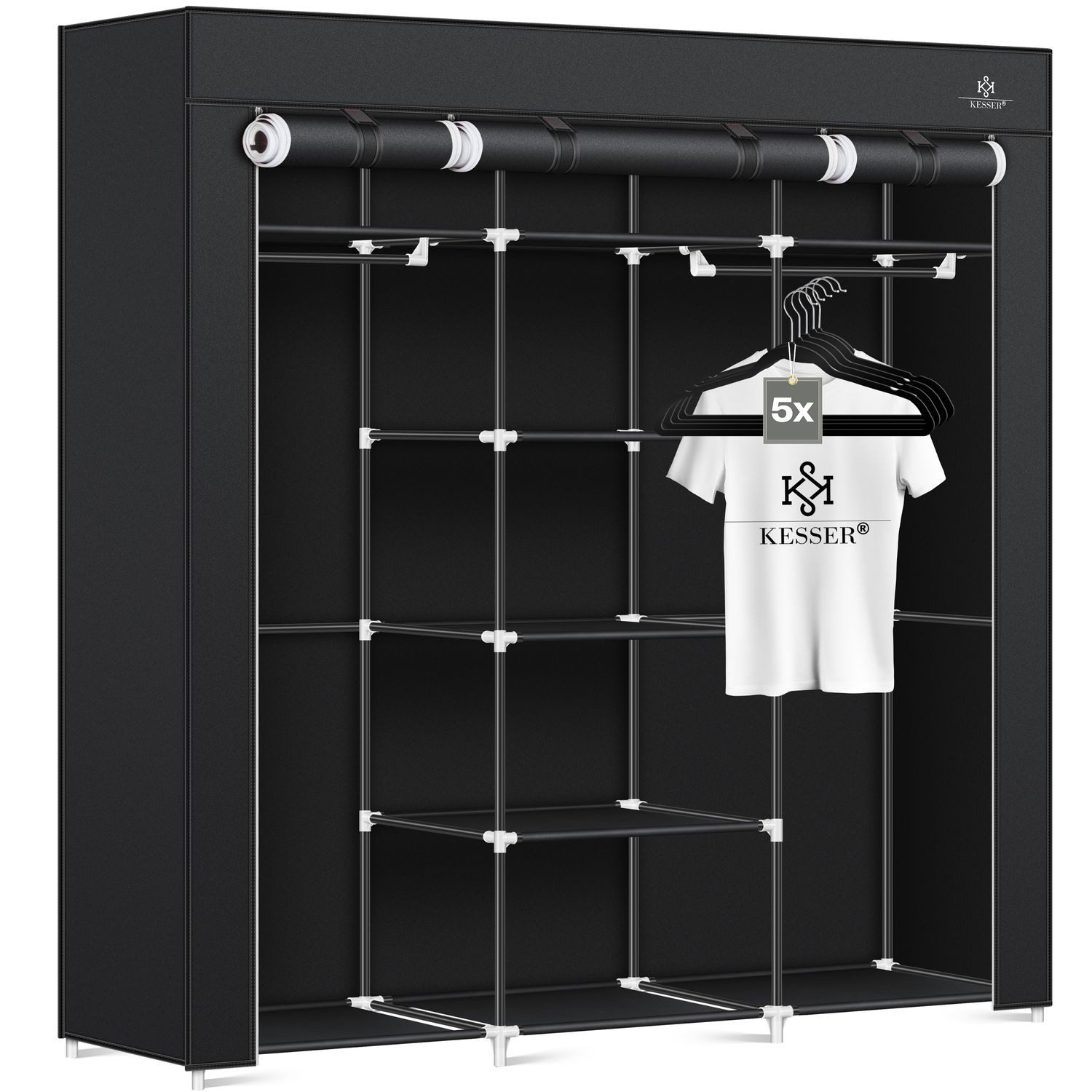 KESSER Kleiderschrank Stoffschrank Stabil mit Kleiderstange & Ablagen günstig online kaufen