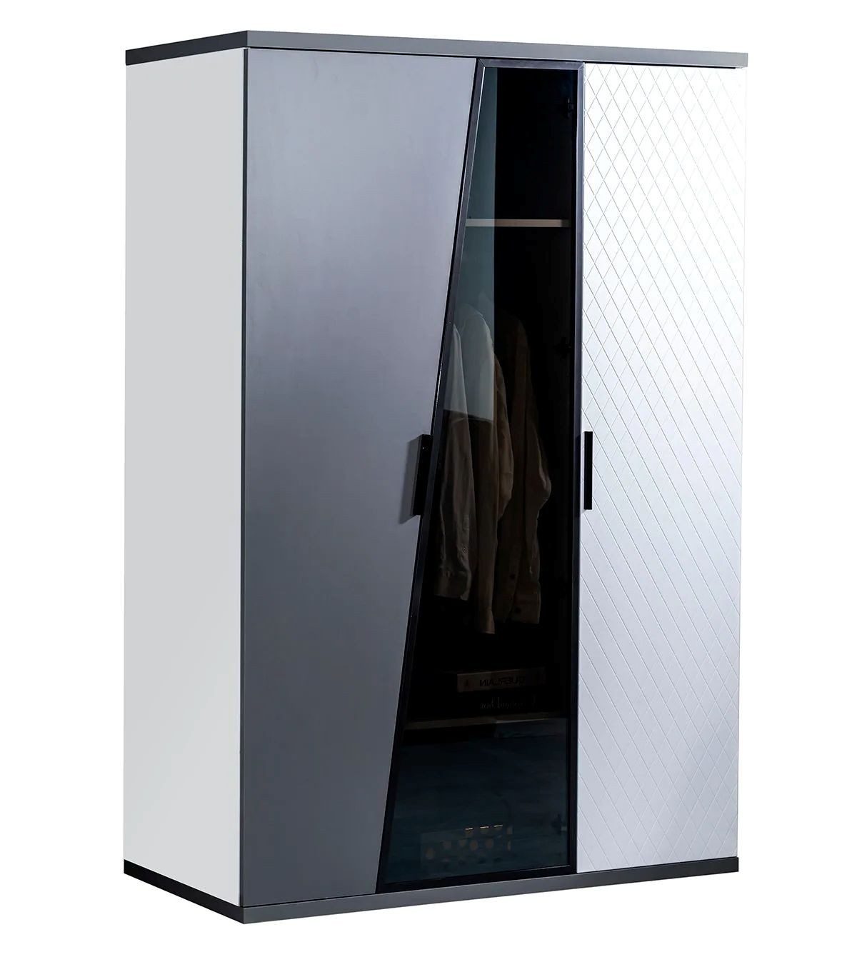 Xlmoebel Kleiderschrank Grau-weißer Holzschrank für das Jugendzimmer mit modernem Design (1-St., Kleiderschrank) Hergestellt in Europa