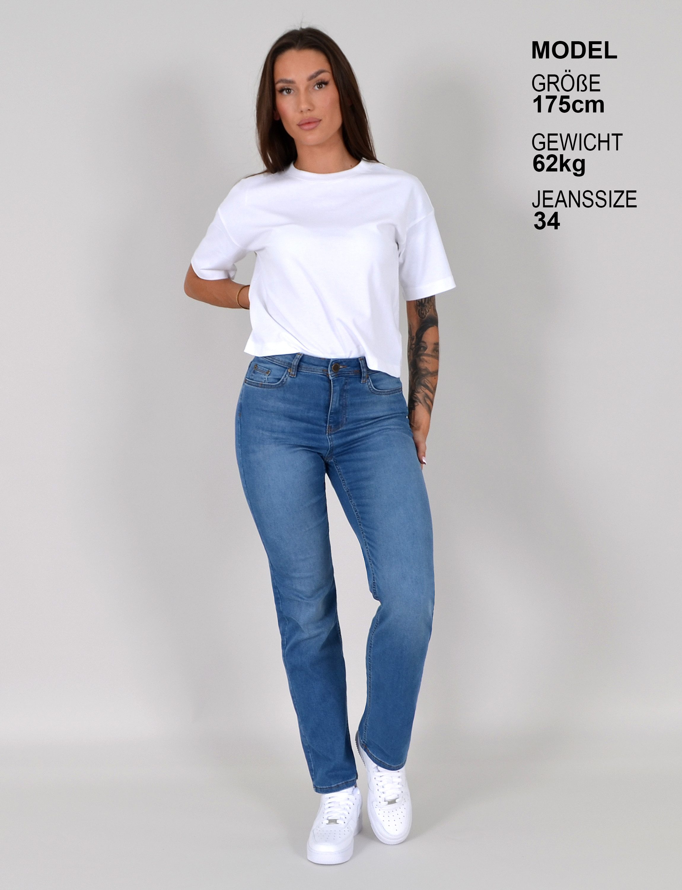 ESRA Straight-Jeans Damen Stretch-Jeans G1400 Straight günstig online kaufen