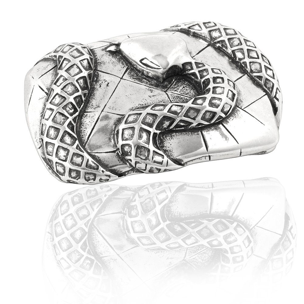 FREDERIC HERMANO Gürtelschnalle 40mm Zamak Silber - Buckle Snake - 323807520020