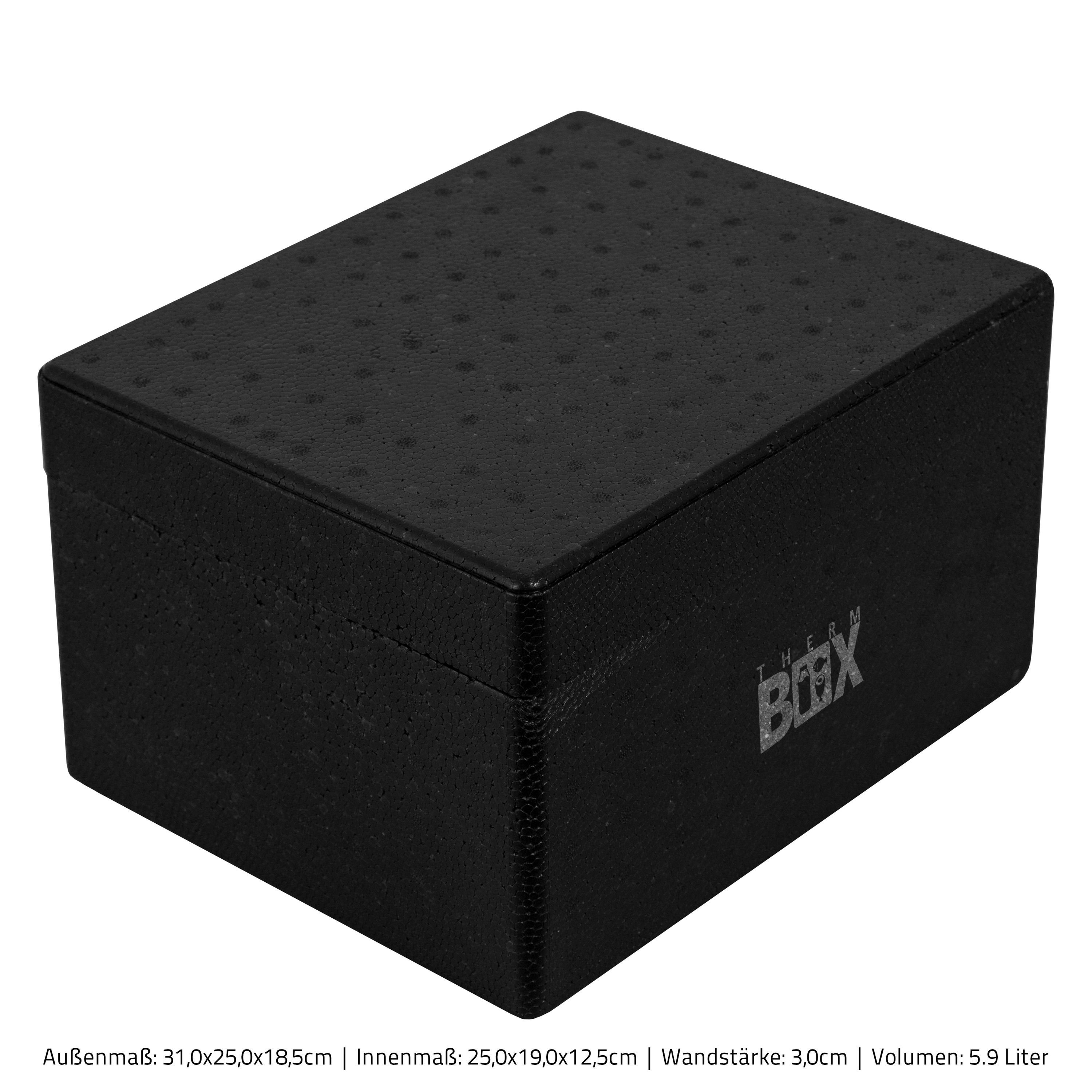 3,0cm Thermobox 5,9L Profibox Wiederverwendbar, Kühlbox Karton), Thermobehälter Innenmaß:25x19x12cm 5B mit Styropor-Piocelan, Wand: THERM-BOX Box (1, Deckel Isolierbox Warmhaltebox im Styroporbox 0-tlg.,