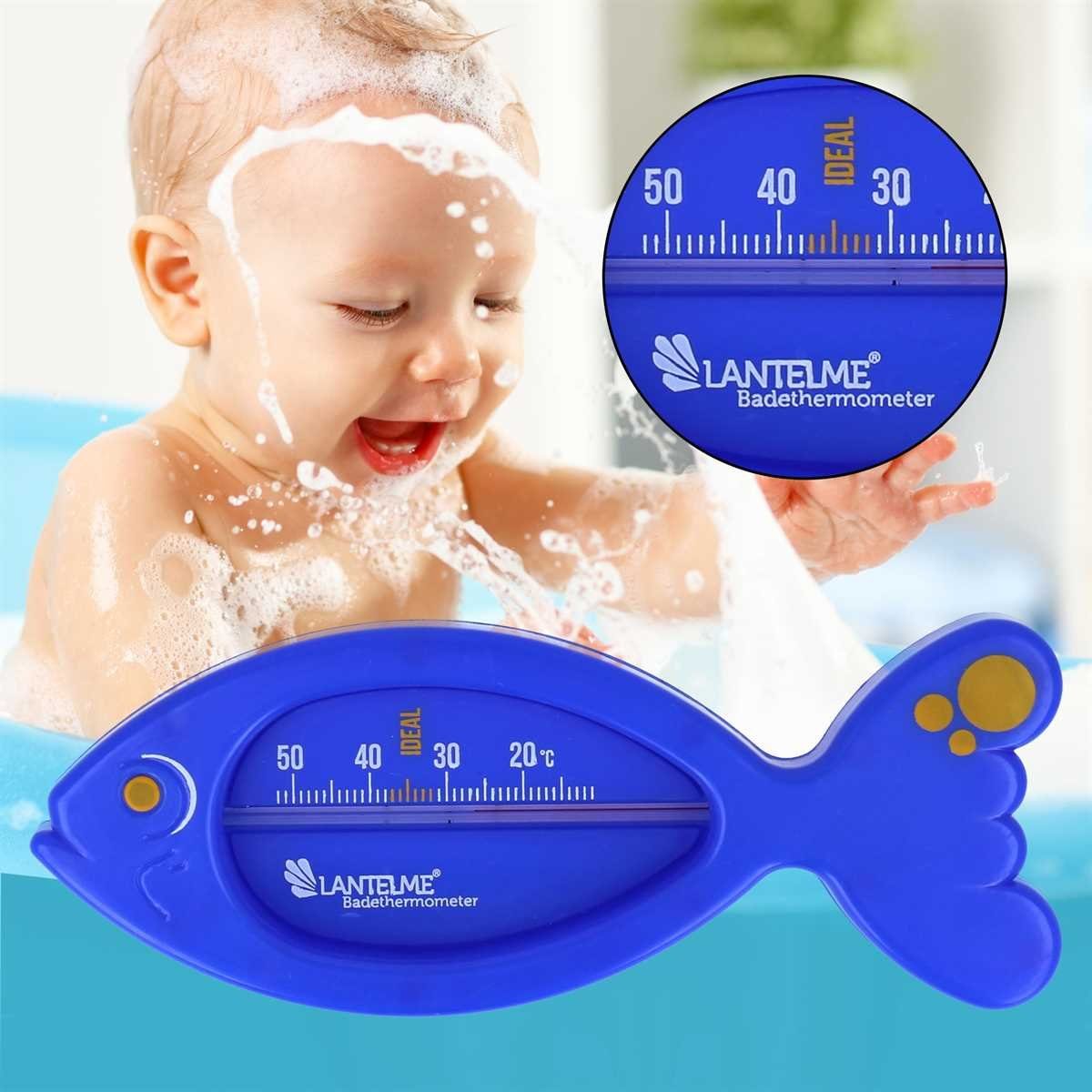 Lantelme Badethermometer Fisch Badewannen Thermometer für Baby Kinder Badewasser Temperatur, Spar-Set 1-tlg., Stückzahl und Farbe wählbar, Bade Wasserthermometer Analog, Schwimmend, Idealtemperatur Anzeige