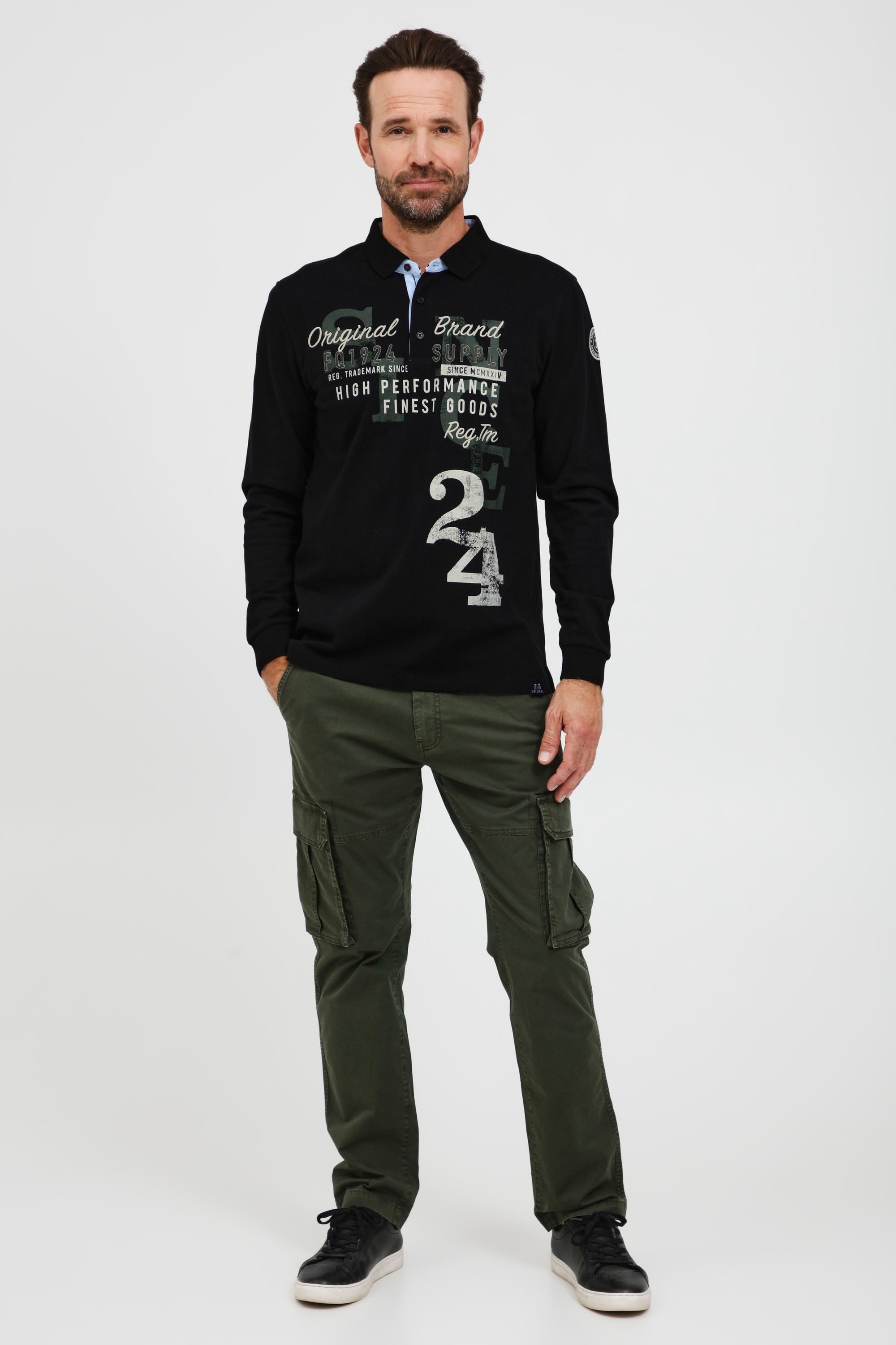 FQ1924 Langarm-Poloshirt FQRagnvald Modisches Langarmshirt mit Polokragen