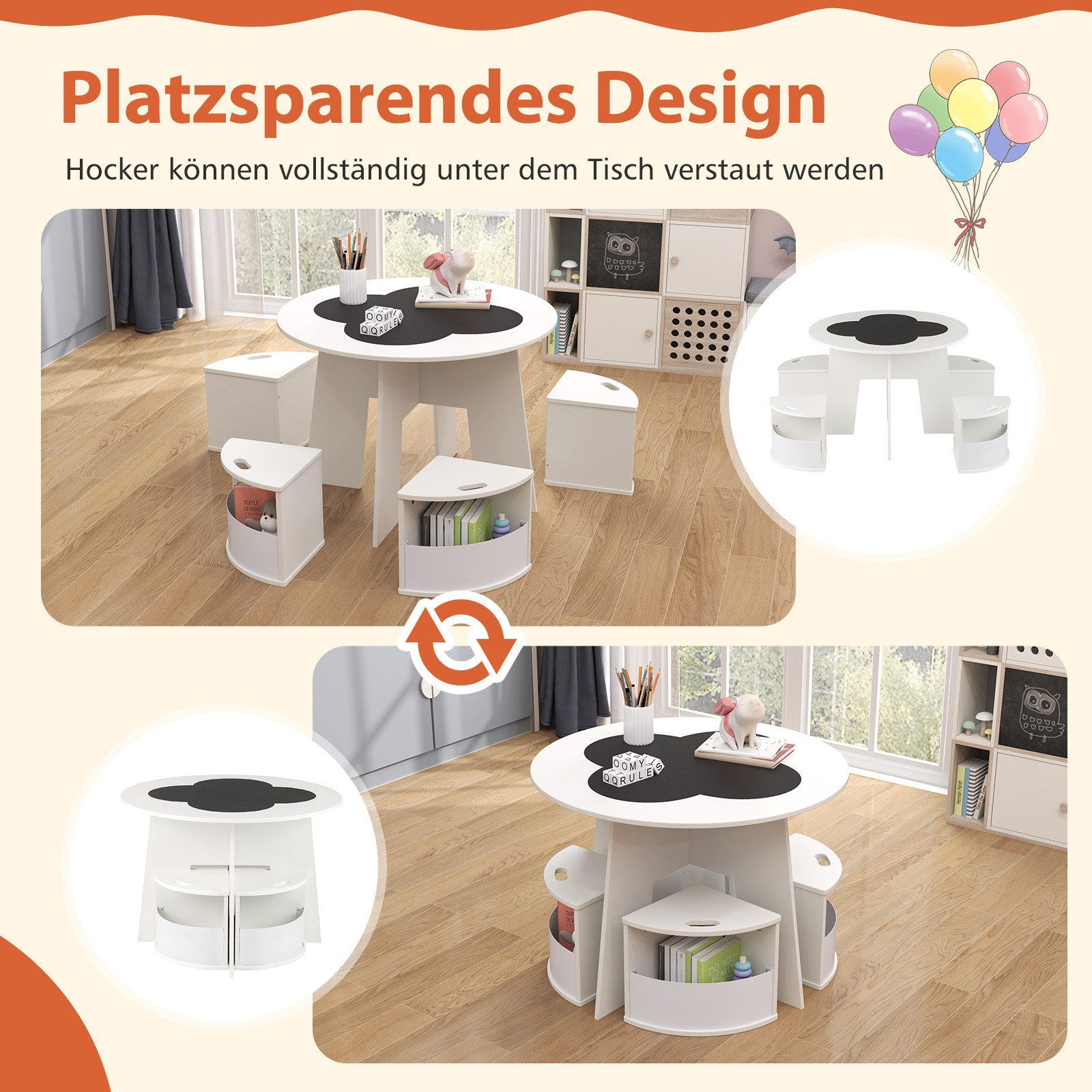 COSTWAY Kindersitzgruppe, (5-tlg., 5 tlg), Kindertisch günstig online kaufen