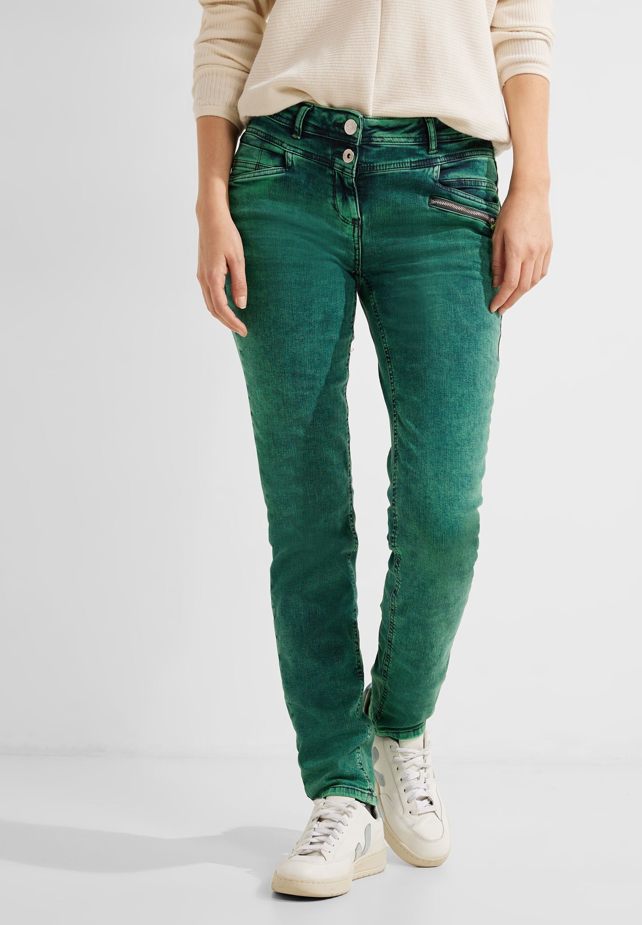 Cecil Slim-fit-Jeans Cecil Slim Fit Jeans in Easy Green (1-tlg) Zipper