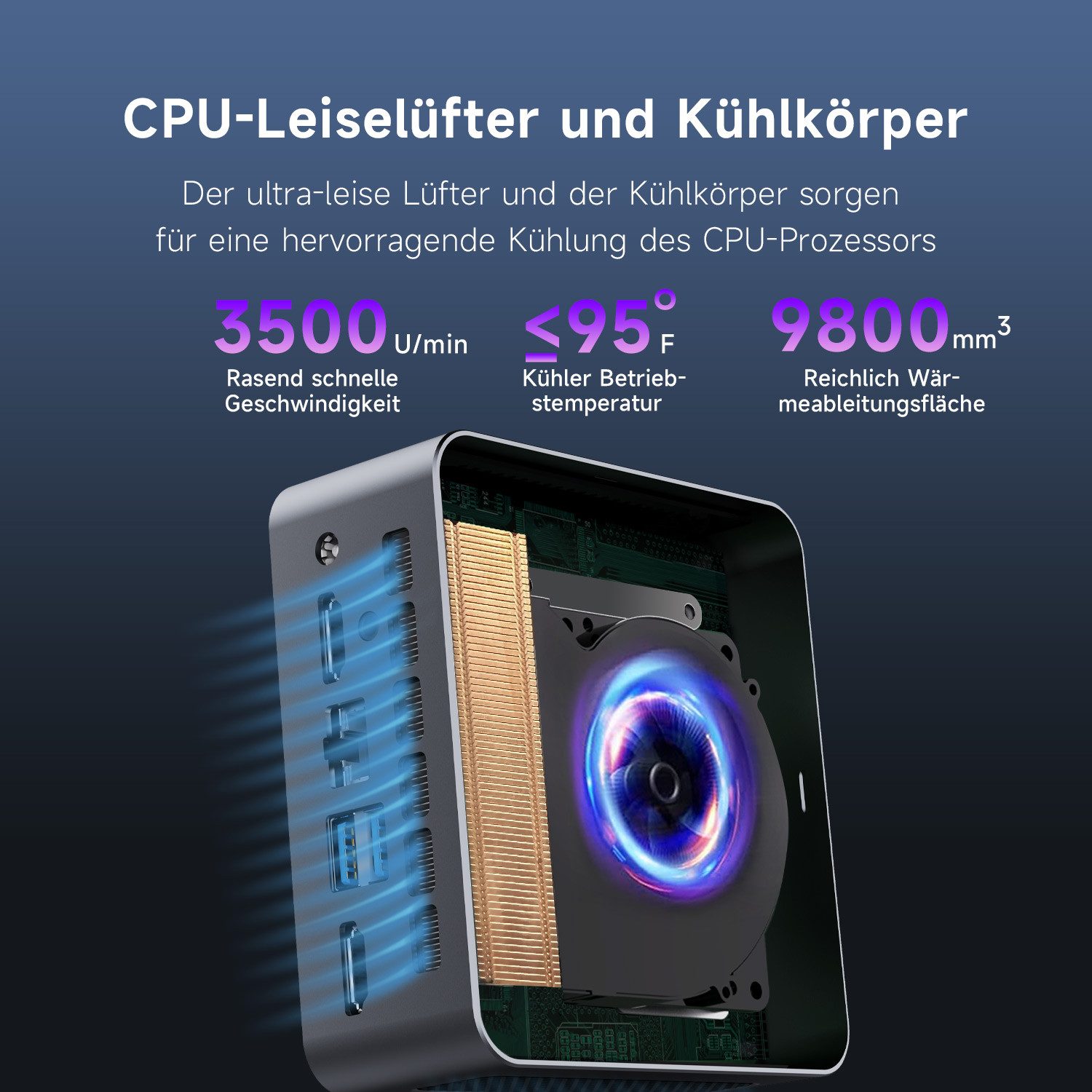 VASOUN Mini-PC mit Intel Alder Lake, 16 GB RAM, 512 GB SSD, WiFi 6, Dual 4K Mini-PC (Intel, Intel HD Graphics, 16 GB RAM, Lüfter und Kühlkörper, Schwarz)