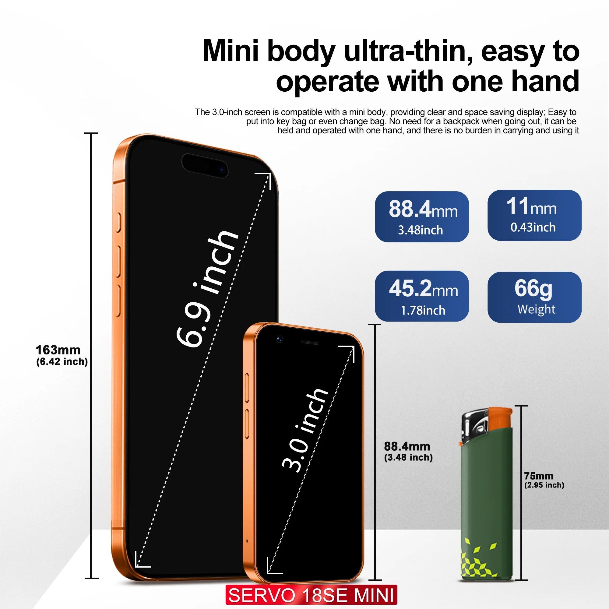 Athlix SERVO 18SE 3G Mini Smartphone Android Kinder Rentner Smartphone (7,62 cm, Dual SIM, 3G Mobilfunk, Android 9)