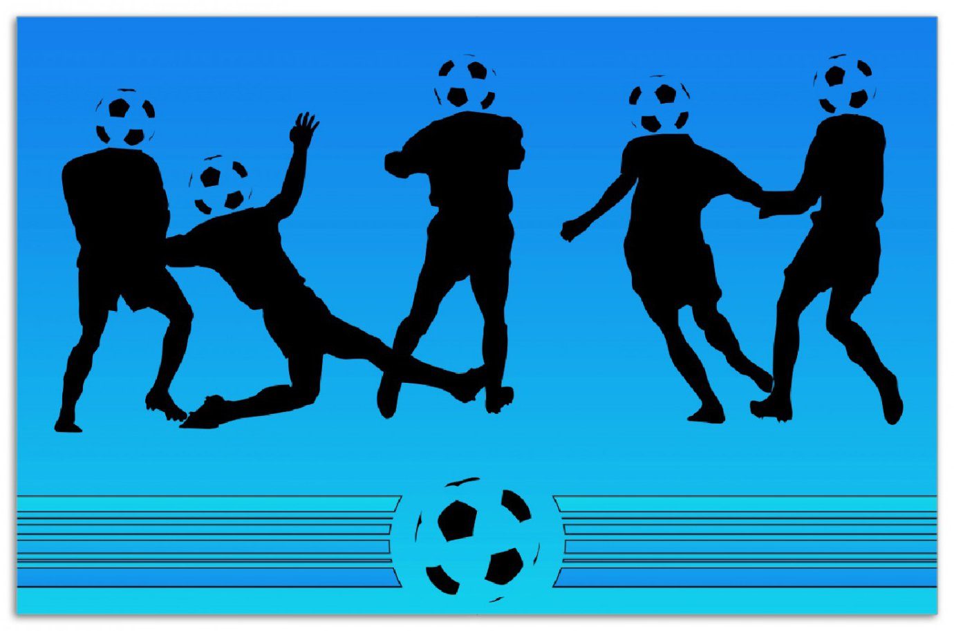 Wallario Herd-Abdeckplatte Fußball - Blaue Fußballspieler im Comic Stil, ESG-Sicherheitsglas, (Glasplatte, 1 tlg., inkl. 5mm Noppen), verschiedene Größen
