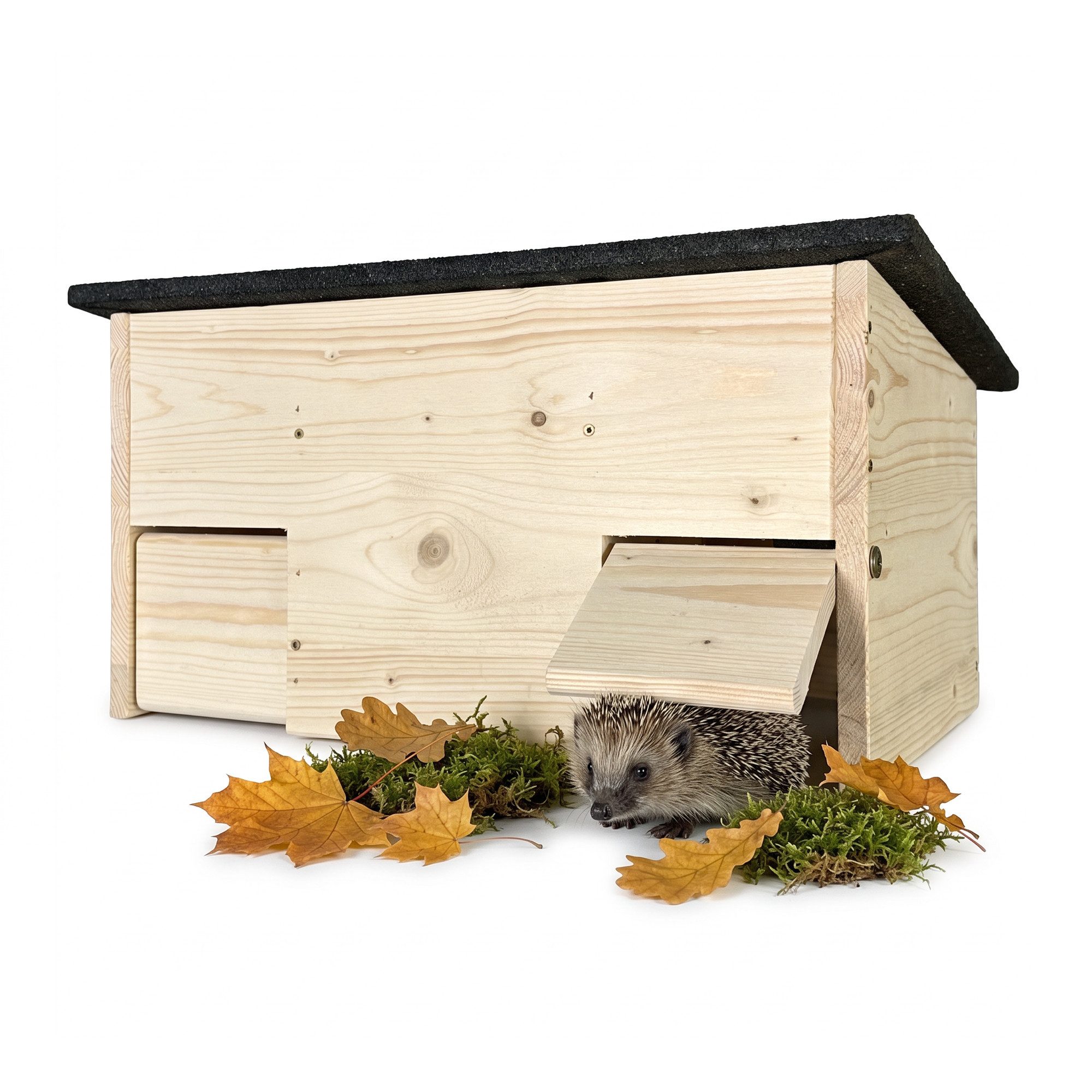 gartenetage Igelhaus Igel-Futterhaus mit Rattenklappen - Schutz vor Katzen & Ratten, Sicheres Igelhaus für Garten mit Schleuse, Fluchtweg & Wetterschutz