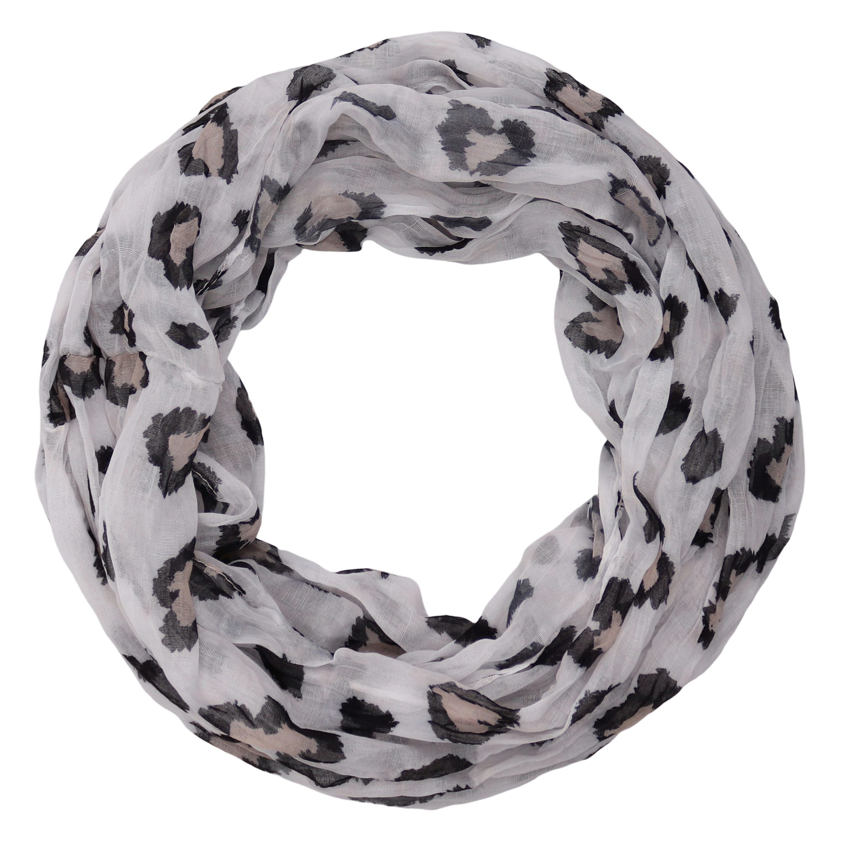MIRROSI Loop Damen Schal mit Herz-Leo-Muster Weich Schlauchschal, (zweimal um den Hals wickelbar, ca.45x75cm), Damen Halstuch ideal für Frühling, Sommer oder Herbst
