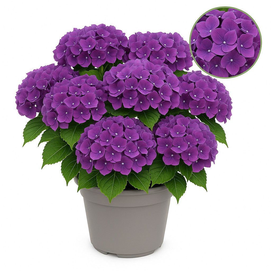 Exotenherz Beetpflanze Exotenherz - Hortensia - Hydrangea Lila - 7-12 Blühten - 23cm Topf