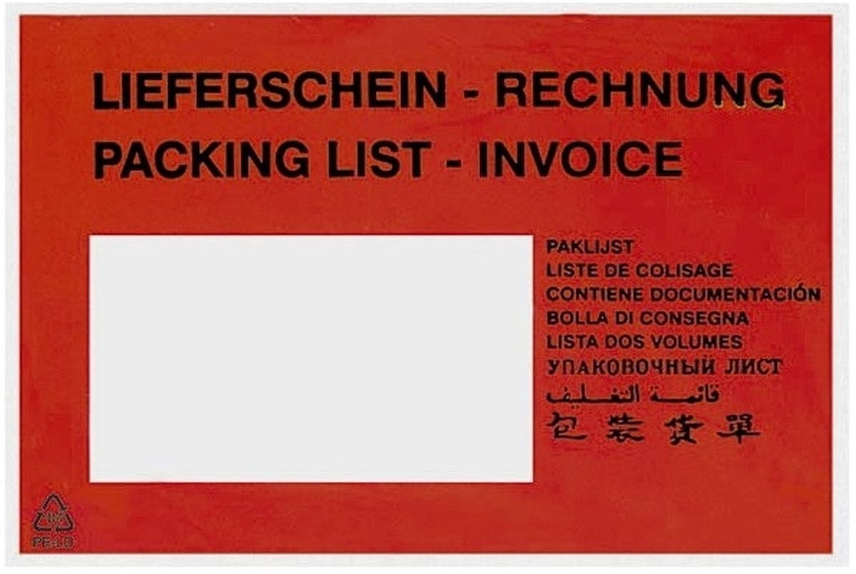 Versandtasche Begleitpapiertaschen C5 mit Aufdruck VE=250 Stück