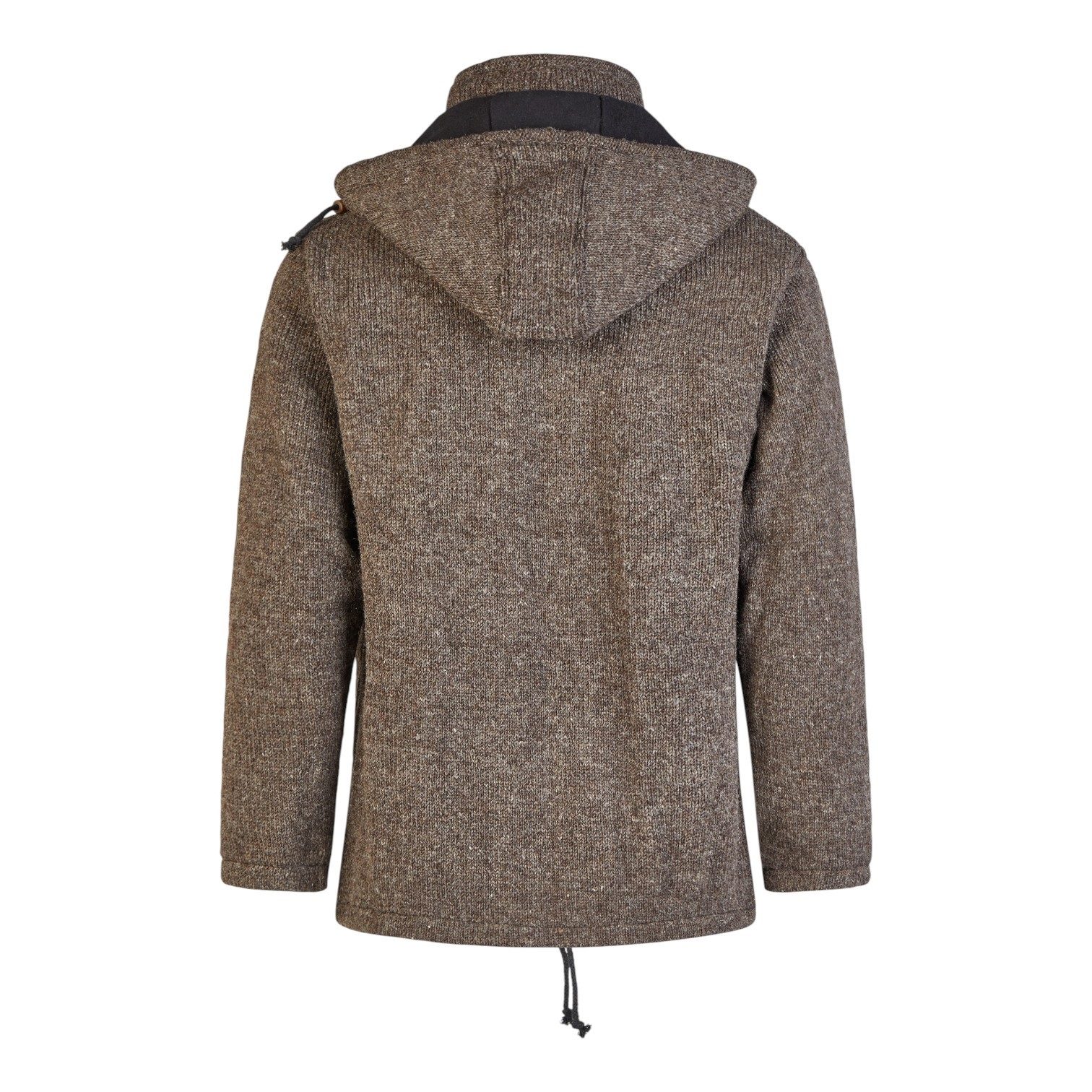THC Natural Line Strickjacke THC Schafwollstrickjacke Baumwollfutter 856 braun (1 Stück, 1-tlg., 1 Stück) Strickjacke mit abnehmbarer Kapuze