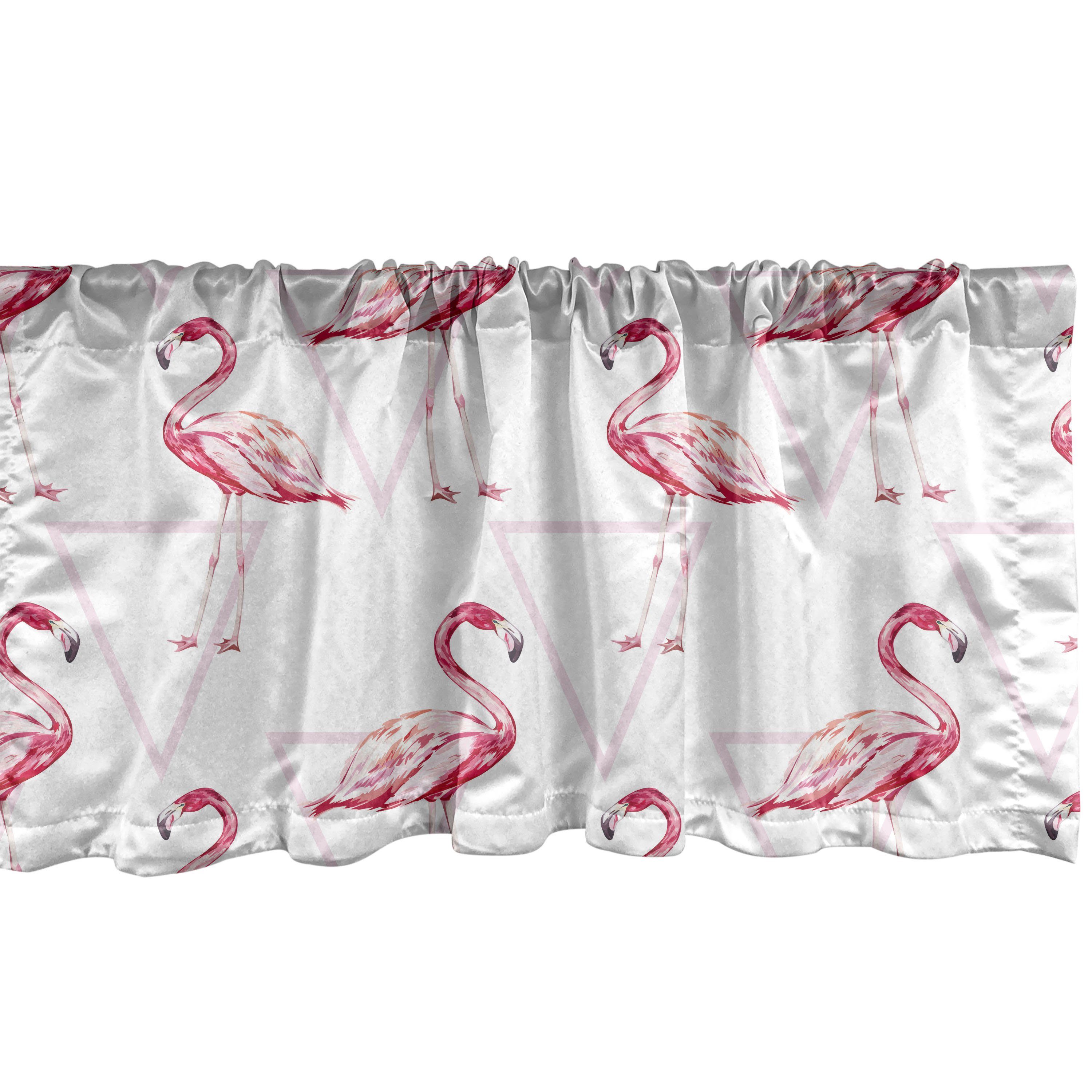Scheibengardine Vorhang Volant für Küche Schlafzimmer Dekor mit Stangentasche, Abakuhaus, Microfaser, Flamingo Geometrisch