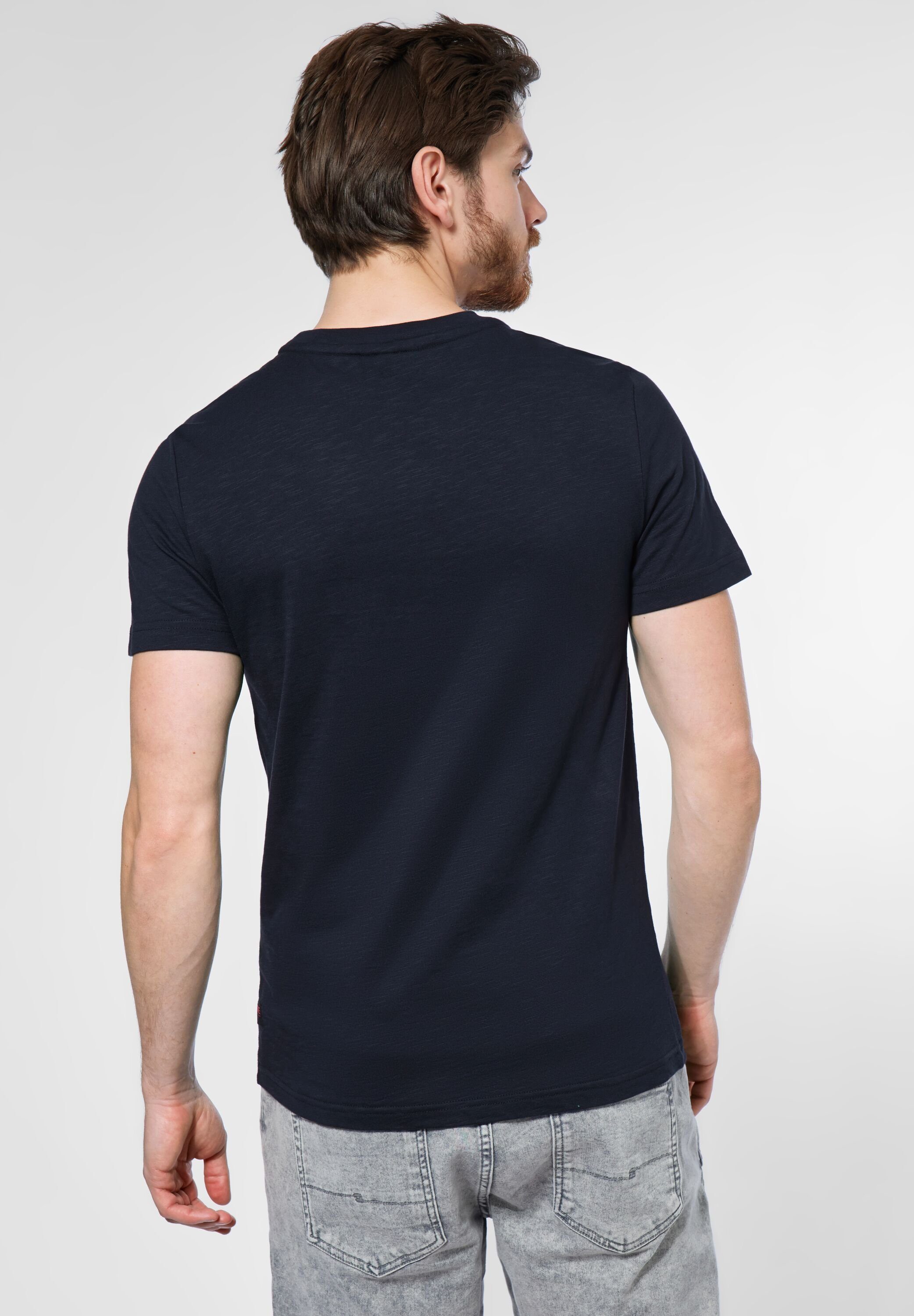 ONE MEN blue navy mit Wording-Print deep STREET T-Shirt
