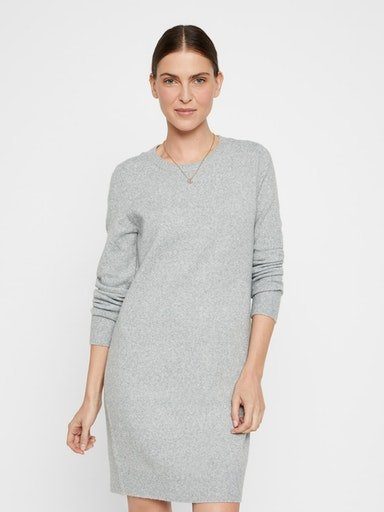 Vero Moda Strickkleid VMDOFFY LS NOOS Melange DRESS O-NECK GA Light Grey