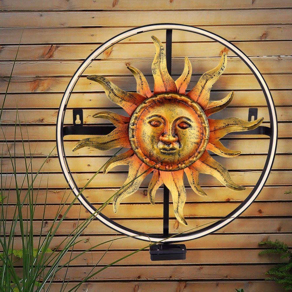 Gartenleuchte, LED Solar Wand Leuchte Sonnen Design Garten