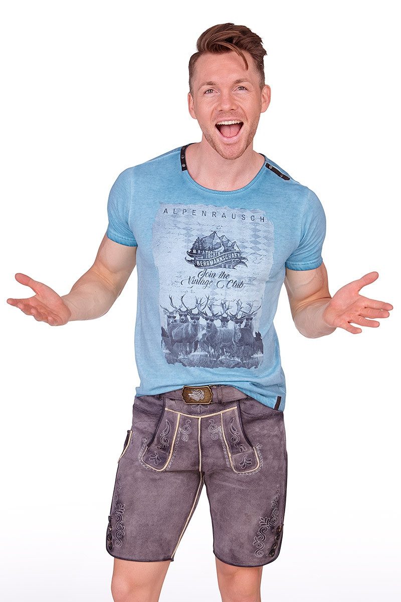 MarJo Trachtenshirt Trachtenshirt Herren - JENKE - capriblau