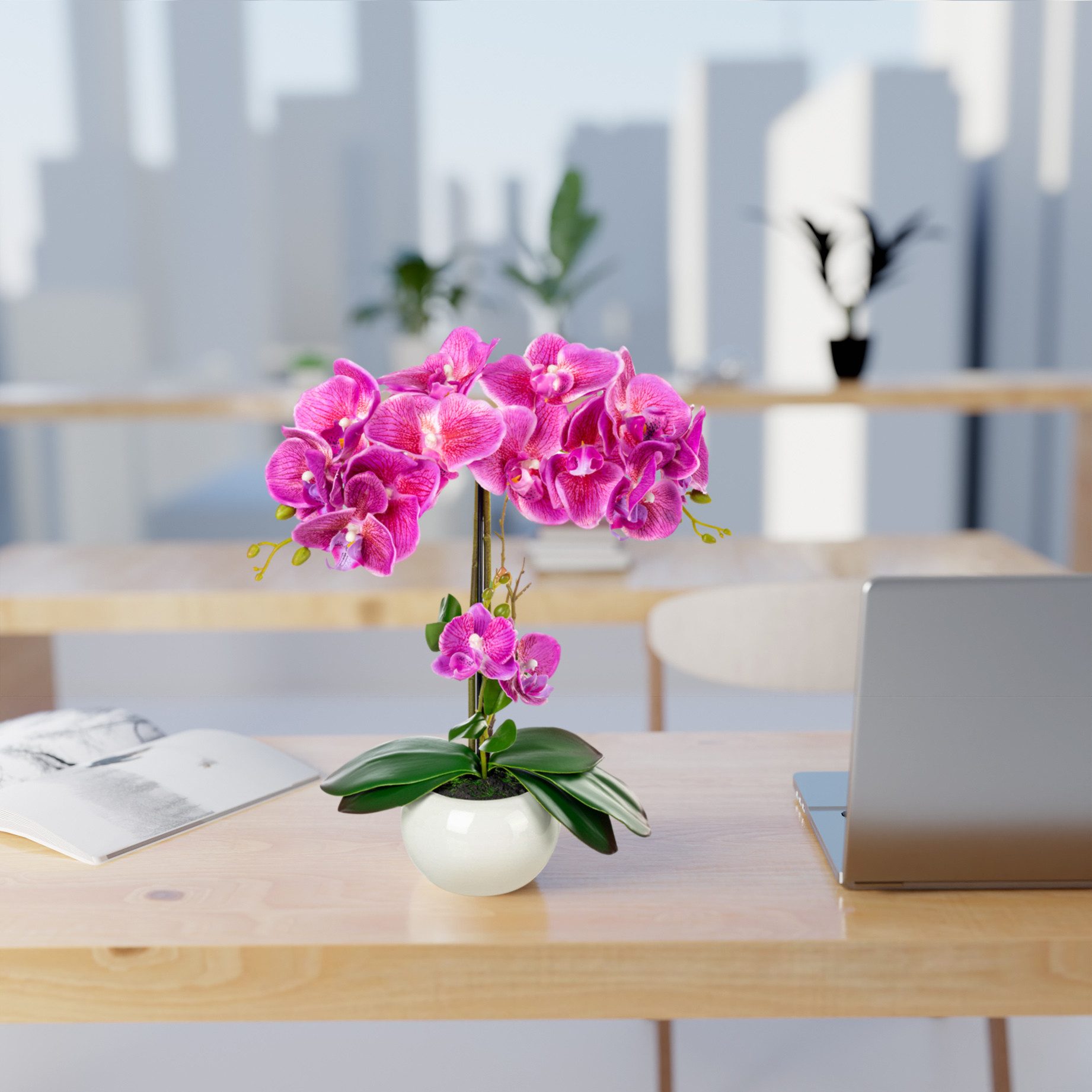 Kunstorchidee PASCH® Orchidee künstlich wie echt (40cm) in Hochglanz-Keramiktopf Orchidee, PASCH