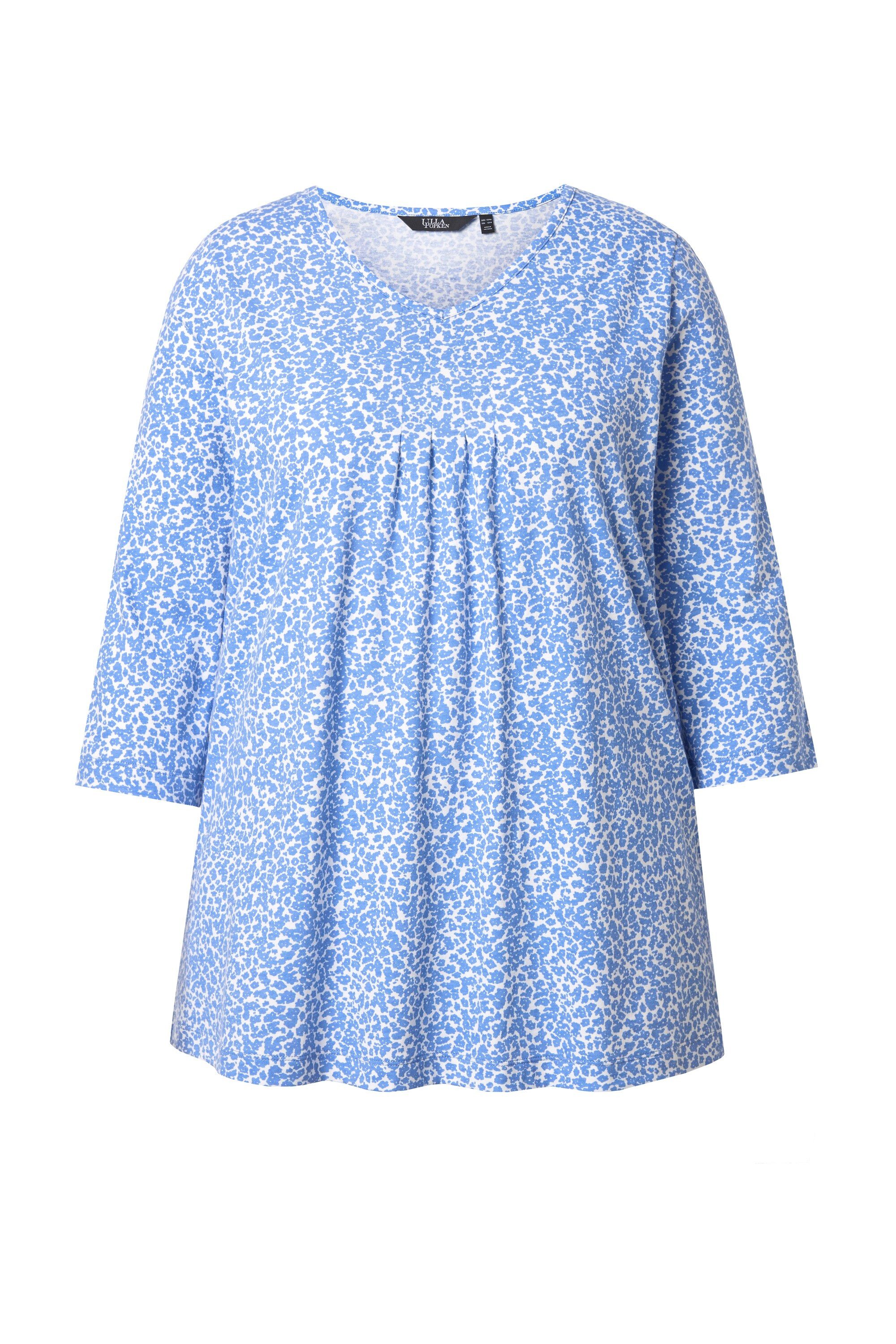 Ulla Popken T-Shirt Shirt Zierfalten A-Linie V-Ausschnitt 3/4-Arm günstig online kaufen