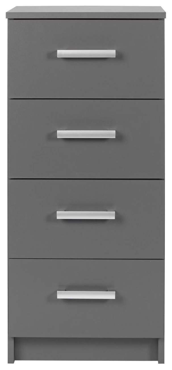 Inter Link Schubkastenkommode Schubladenkommode Kommode ELENZIO 4 Graphit Grau mit 4 Schubladen