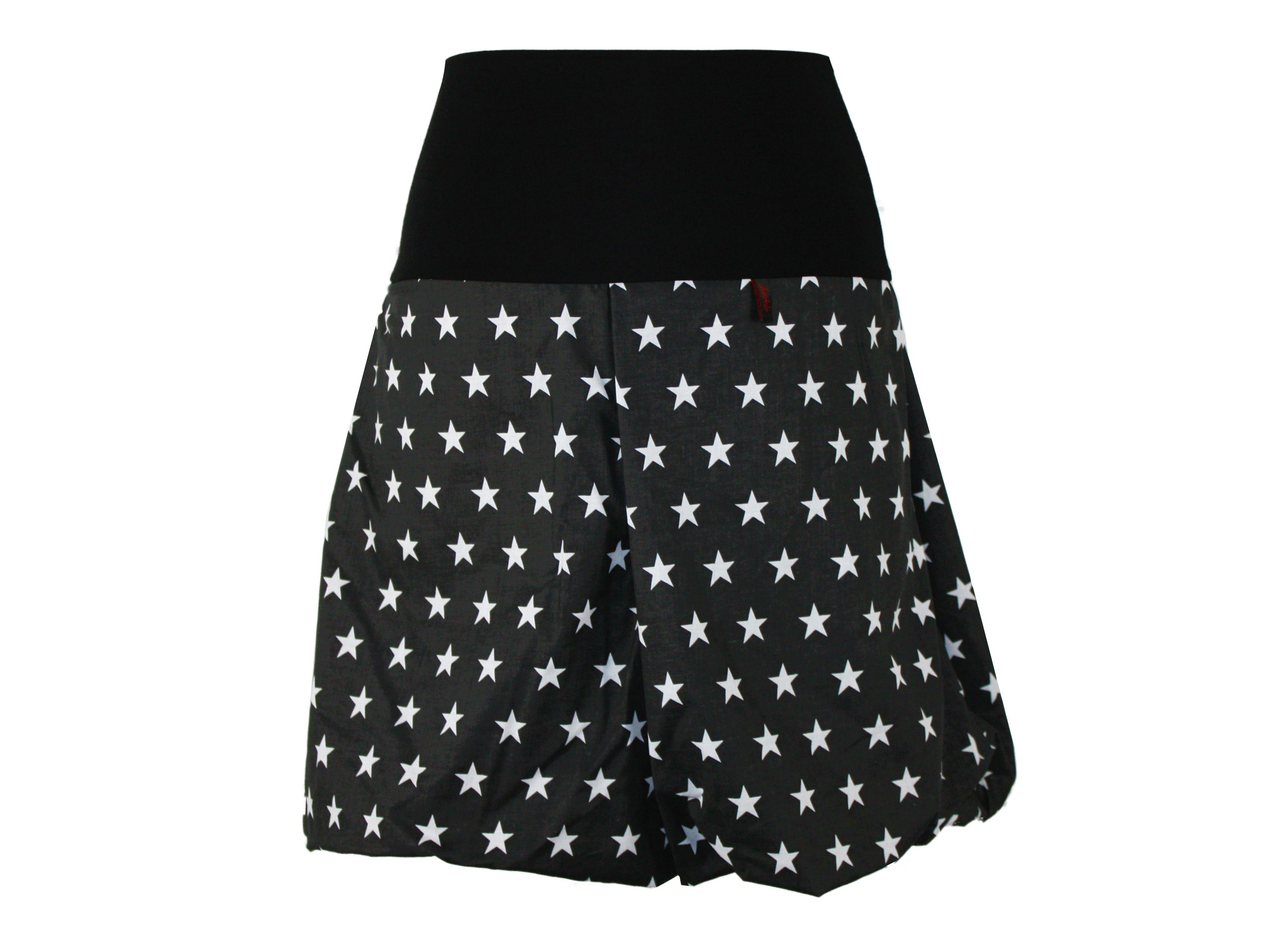 Baumwolle Ballonrock elastischer 51cm Weiß Schwarz dunkle Bund design Sterne