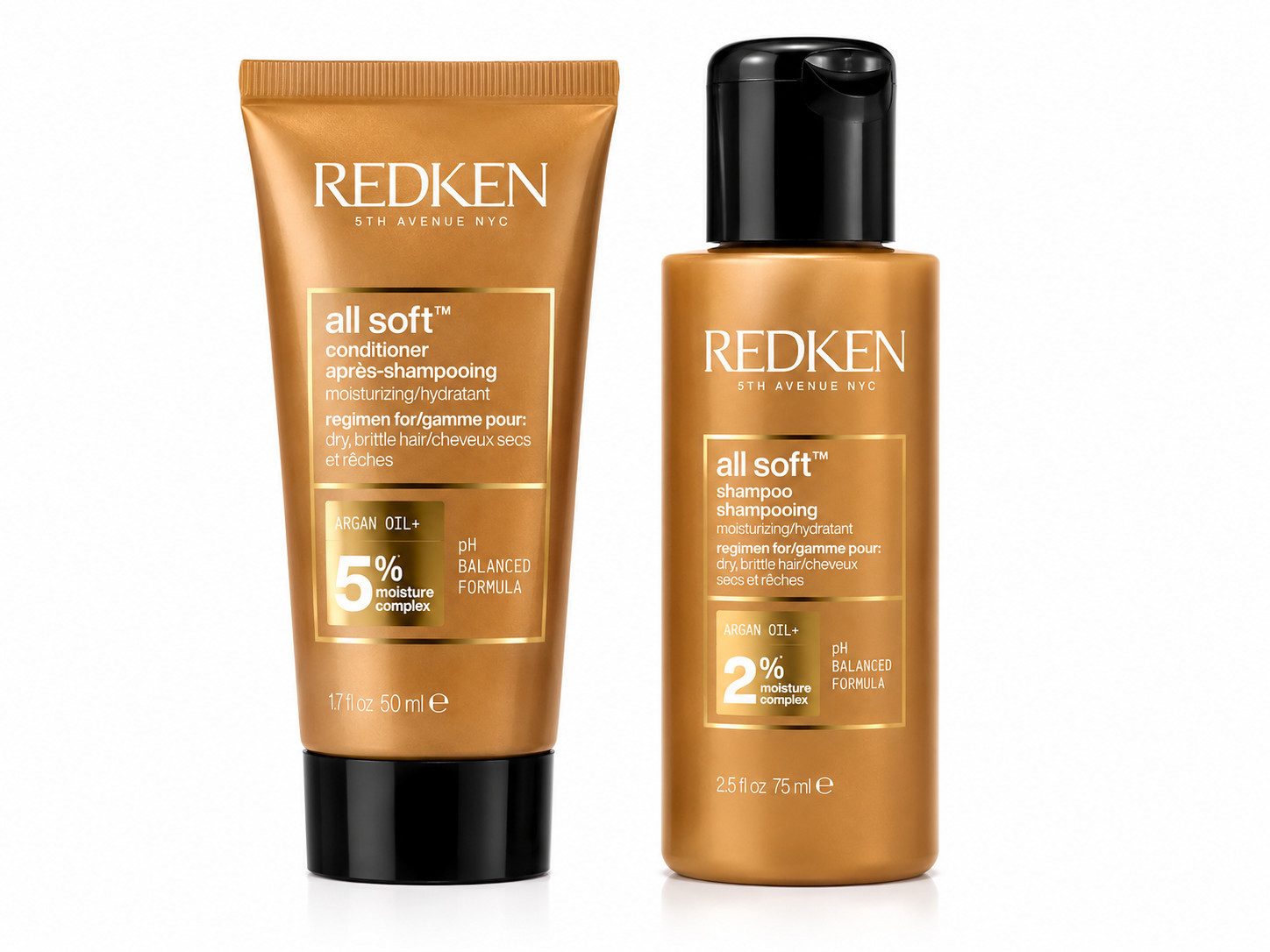 Redken Haarpflege-Set Redken All Soft Shampoo 75 ml + Conditioner 50 ml Reiseset, 2-tlg.
