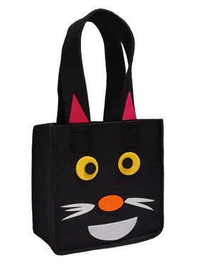 Maskworld Shopper Halloween Kinder Einkaufstasche- Beutel Katze, Supersüßer Filzbeutel für Halloween-Süßigkeiten
