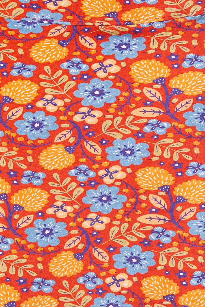 Himalaya Clothing Sommerkleid Kleid Damen mit lebhaftem Blumenmuster - Sommerkleid aus Bio-Baumwolle Bequemes Blumenkleid in schmeichelhafter A-Linie