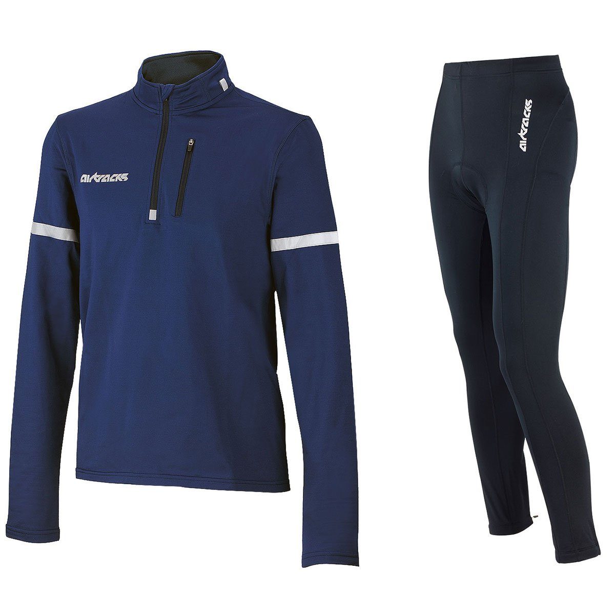 Airtracks Fahrradhose Herren Thermo Radtrikot Set (Fahrradtrikot Set, 2-tlg., Fahrradhose lang + Fahrradtrikot Langarm für Herbst-Winter) » S M L XL XXL XXXL «