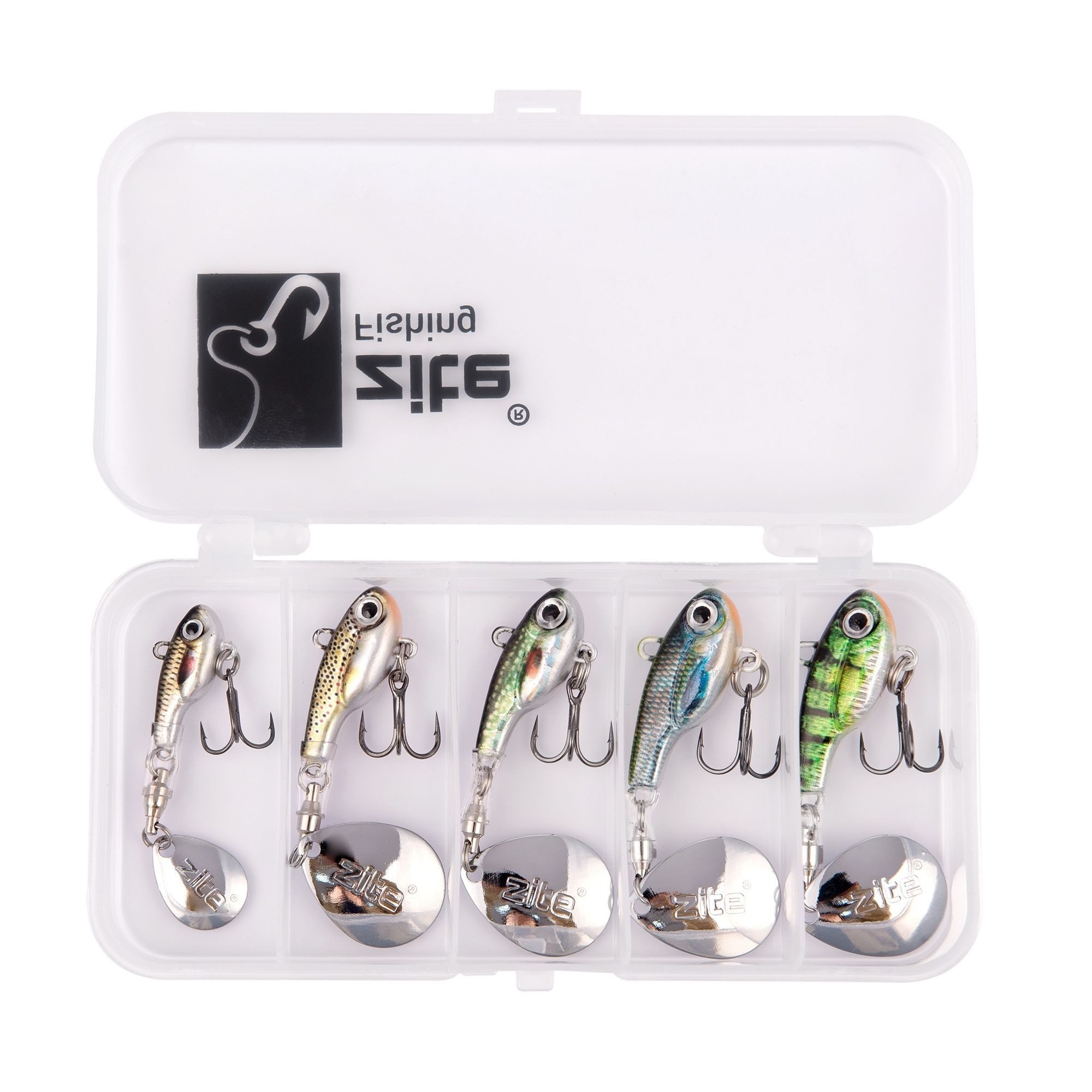 Kunstköder Jigspinner Set 5-15g Neon & Natur 5 STK realistische Form Barschköder