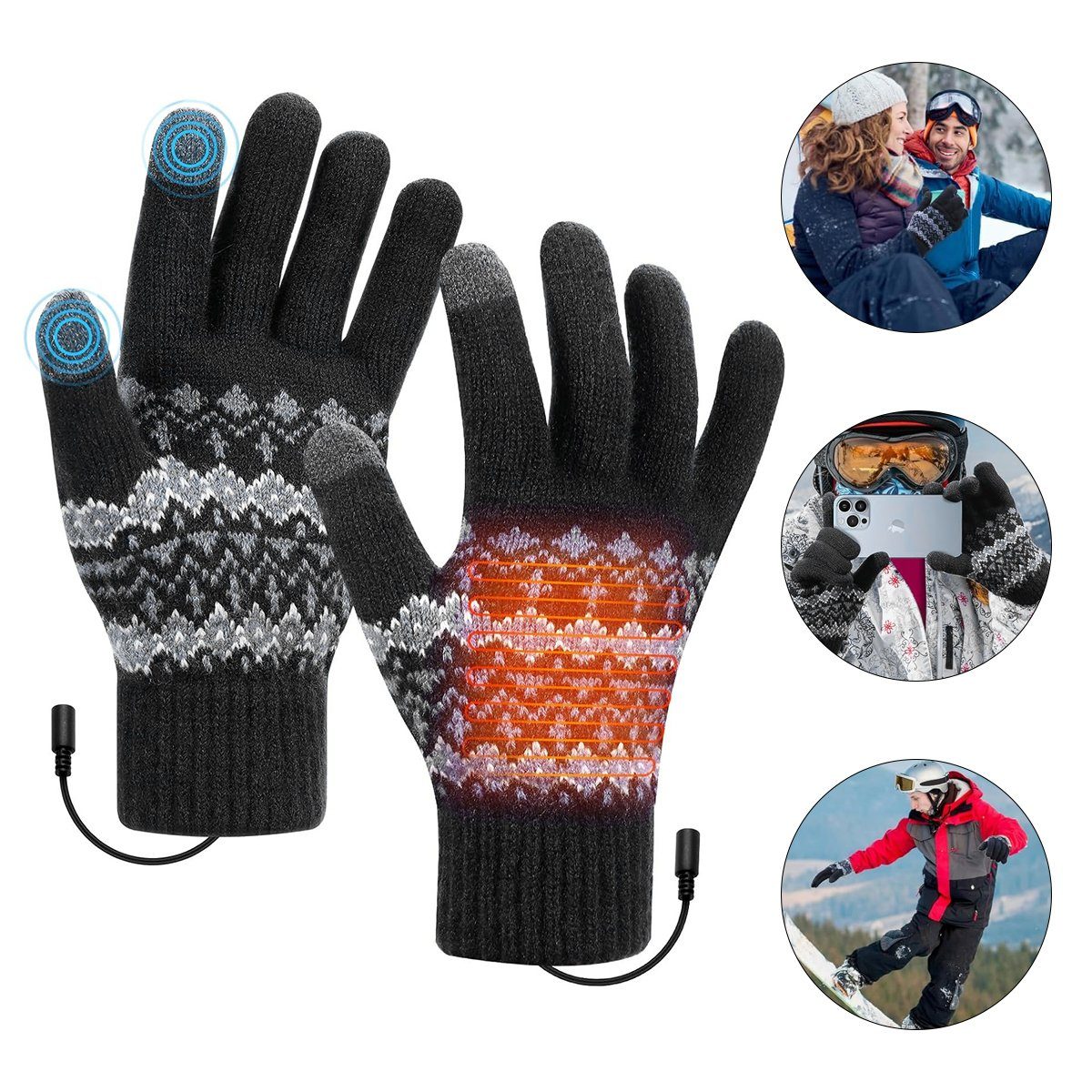Handschuhe mit Winter-Arbeitshandschuhe schwarz Beheizbare Temperatureinstellung Schalter,3-stufige Hikeren