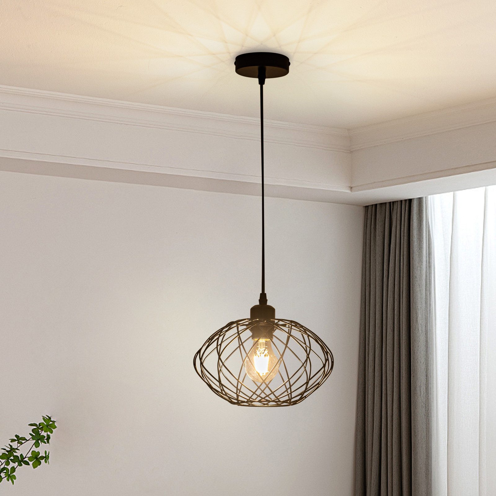 Nettlife Pendelleuchte Vintage Esstischlampe Schwarz Rund günstig online kaufen
