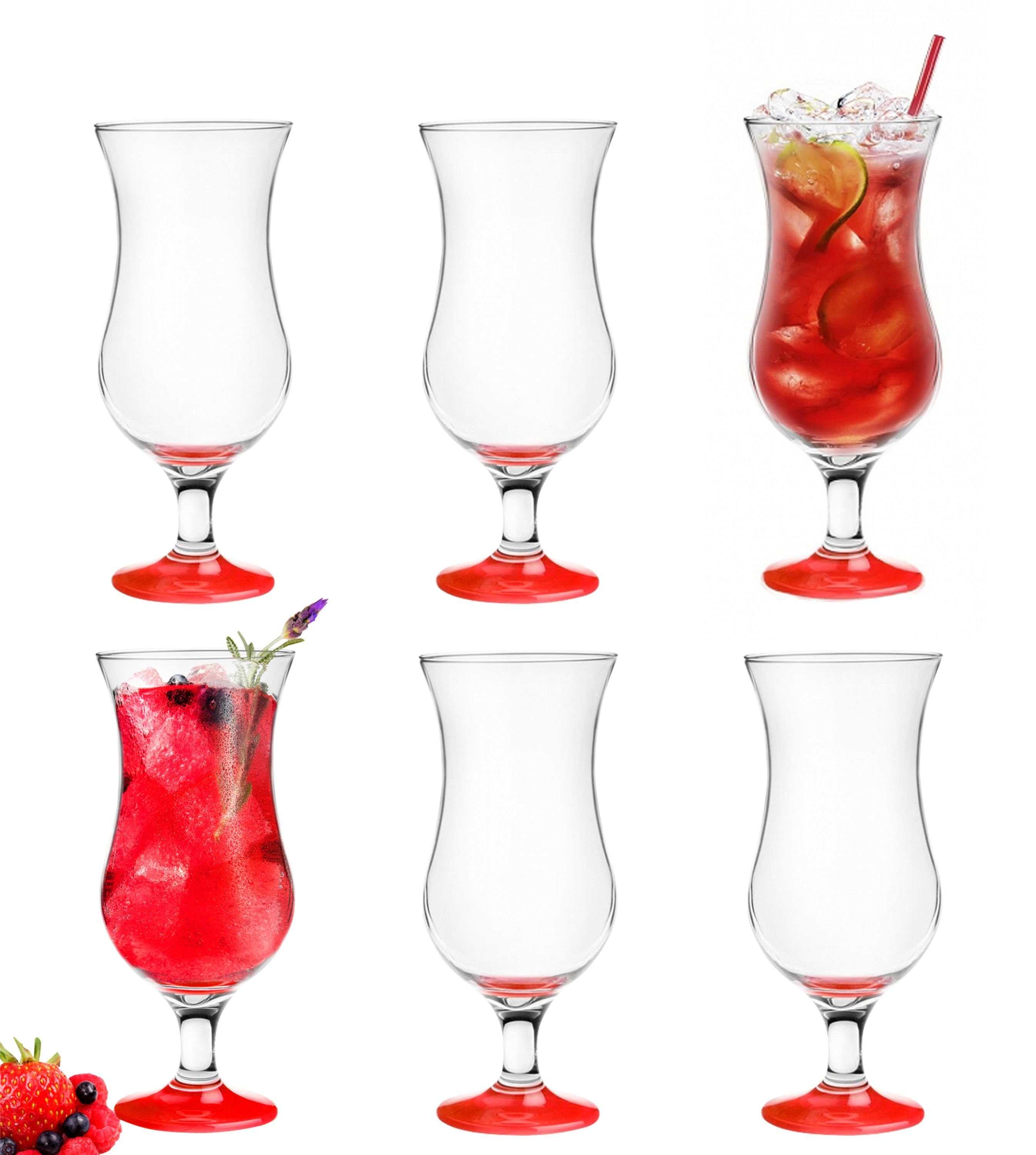PLATINUX Cocktailglas »Cocktailgläser«, Glas, 400ml (max. 470ml) Set  (6-Teilig) Longdrinkgläser Partygläser Milkshake Glas Groß Rot