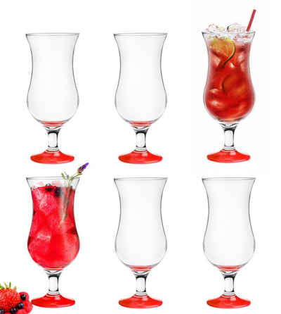 PLATINUX Cocktailglas »Cocktailgläser«, Glas, 400ml (max. 470ml) Set (6-Teilig) Longdrinkgläser Partygläser Milkshake Glas Groß Rot