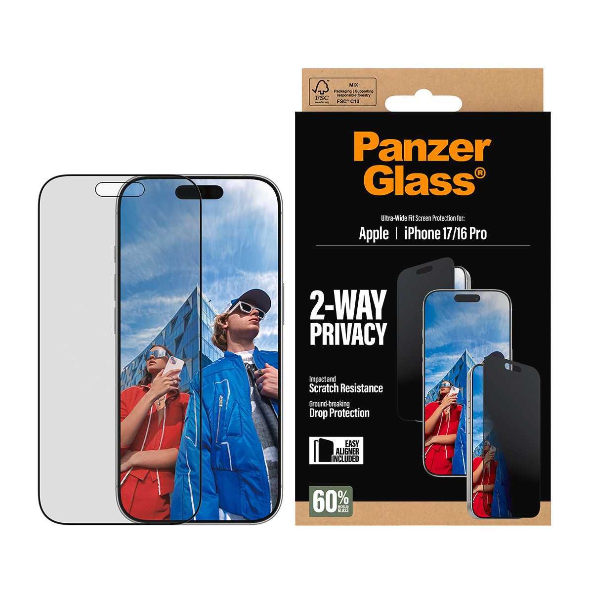 Displayschutzglas 2-Way Privacy Ultra-Wide Fit Screen Protector