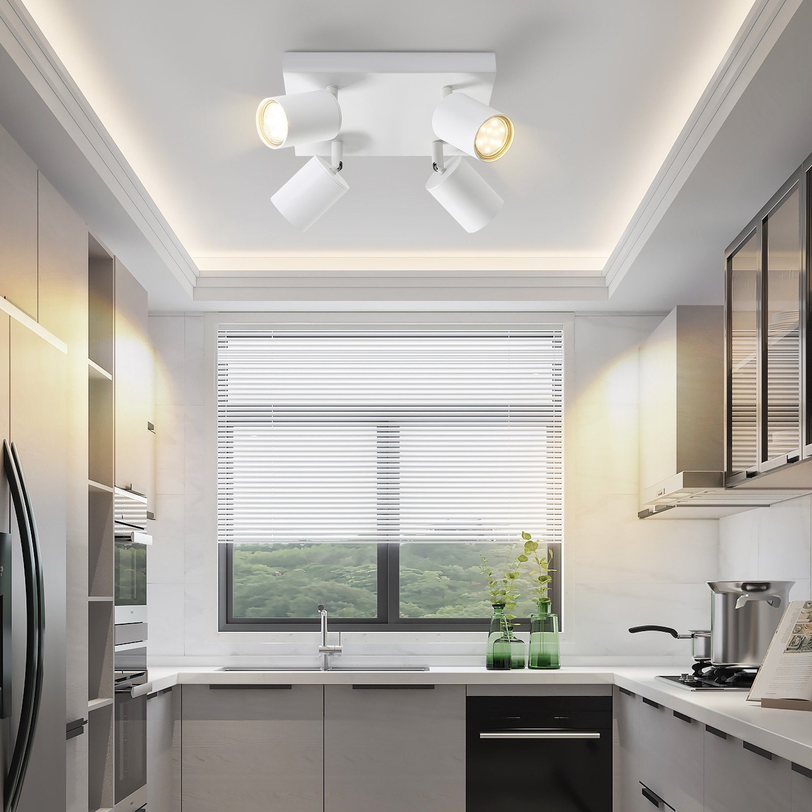 wechselbar, LED 4/6 Schlafzimmer Weiß für Nettlife Deckenspots, GU10 25W Deckenleuchte 330°Schwenkbar, mit Flur, Flammig Deckenlampe Wohnzimmer Deckenstrahler LED Küche