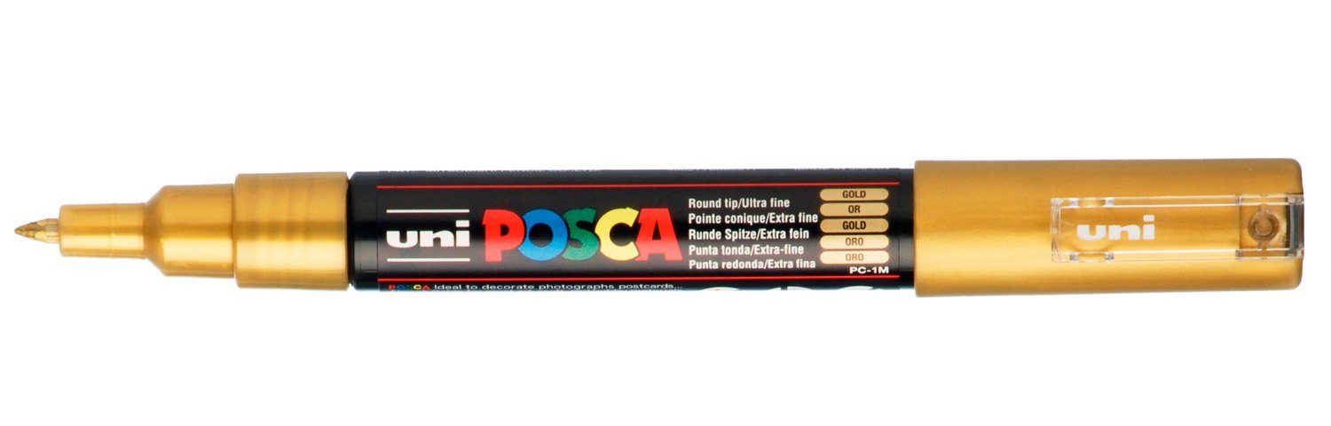 POSCA Marker Marker PC-1MC, Lichtecht, Wasserbasis, Geruchsneutral, Wasserverdünnbar Gold