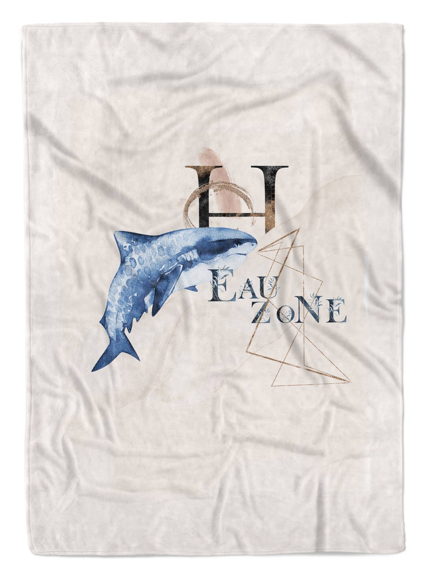 Verkauf Versandhandel Sinus Art Handtücher Handtuch Handtuch Kunstvoll Baumwolle-Polyester-Mix (1-St), Ozean Hai Saunatuch Kuscheldecke Motiv, Strandhandtuch