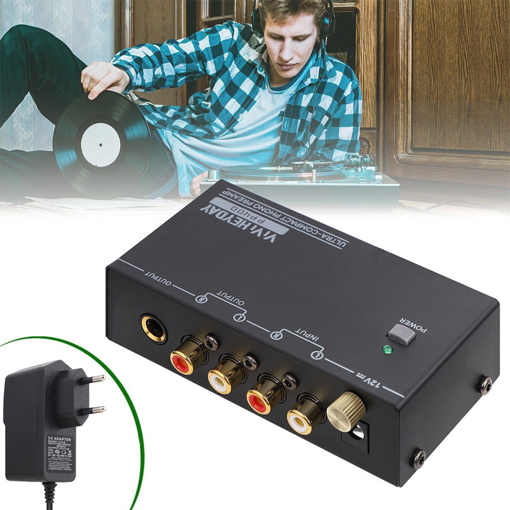 Phono Vorverstärker MM Plattenspieler mit 3,5-mm-Kopfhörer RCA-Ausgang Audio-Adapter