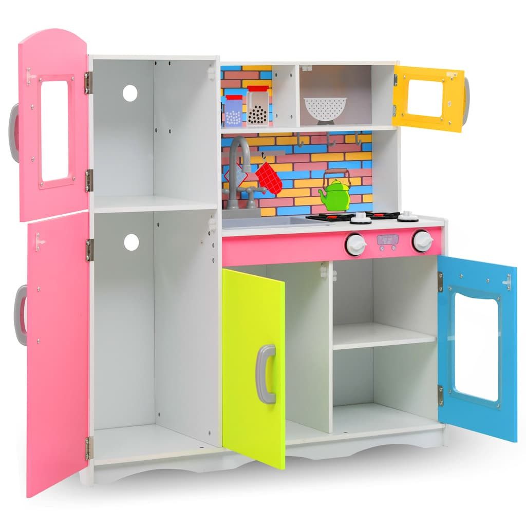 vidaXL Spielküche Kinderspielküche MDF 80 x 30 x 85 cm Mehrfarbig MDF