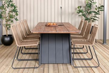 ebuy24 Garten-Essgruppe Doory Gartenset Tisch 100x250cm und 8 Stühle stabe, (8-tlg)