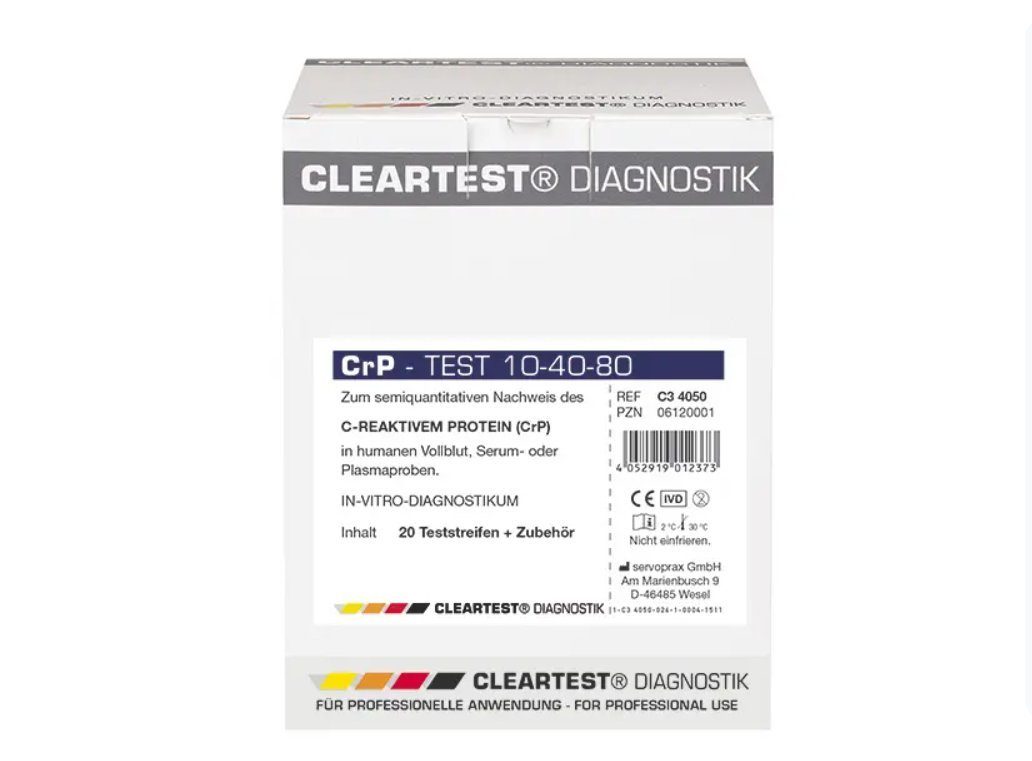 CLEARTEST CRP-Schnelltest Semiquantitativer CrP Test 10/40/80, Spar-Set, 20-tlg., Diagnose von Entzündungen und Infektionen, Entzündungsparameter,CRP-Schnelltest
