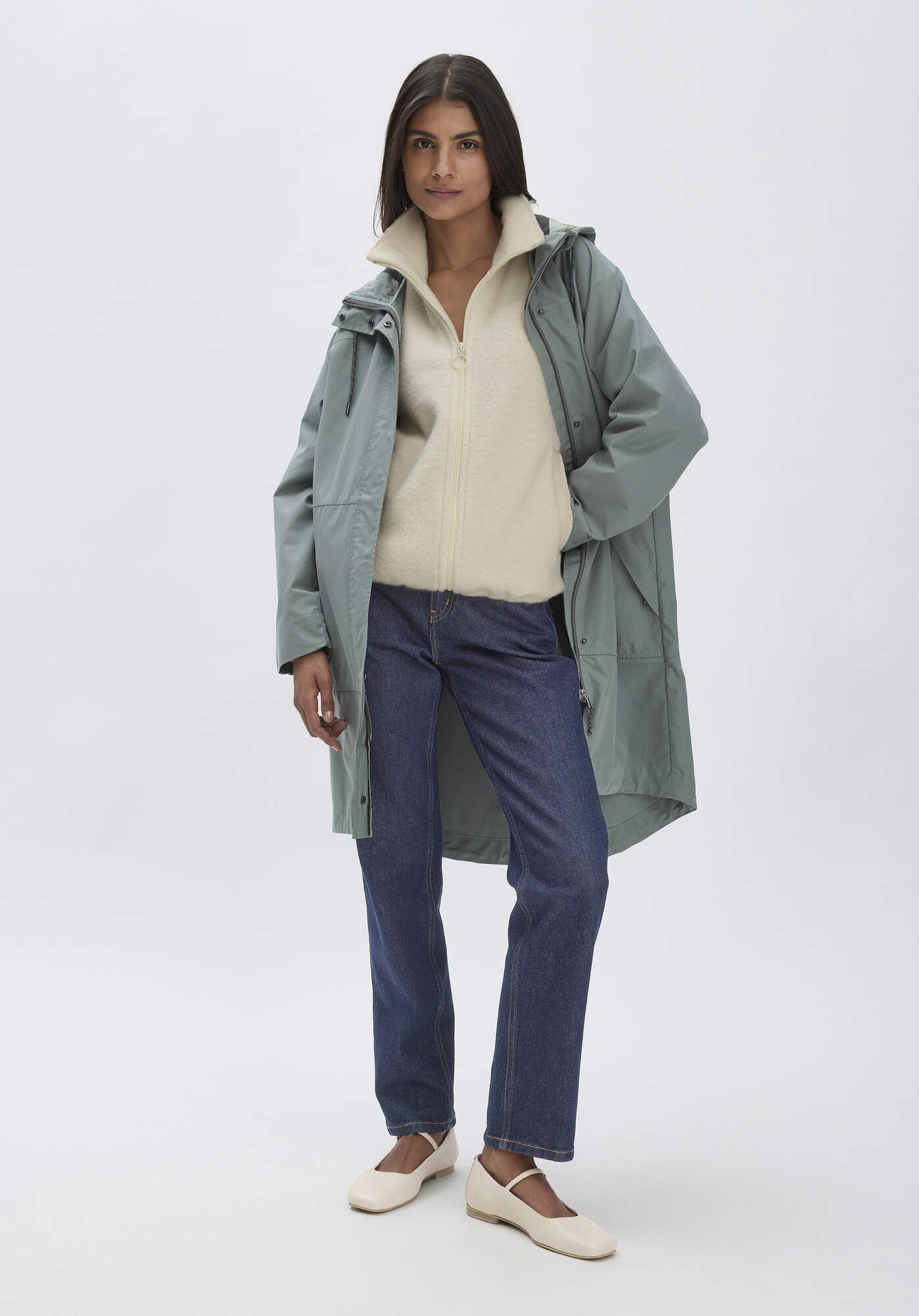 Hessnatur Fleecejacke aus softer Bio-Baumwolle und Bio- Merinowolle (1-St)