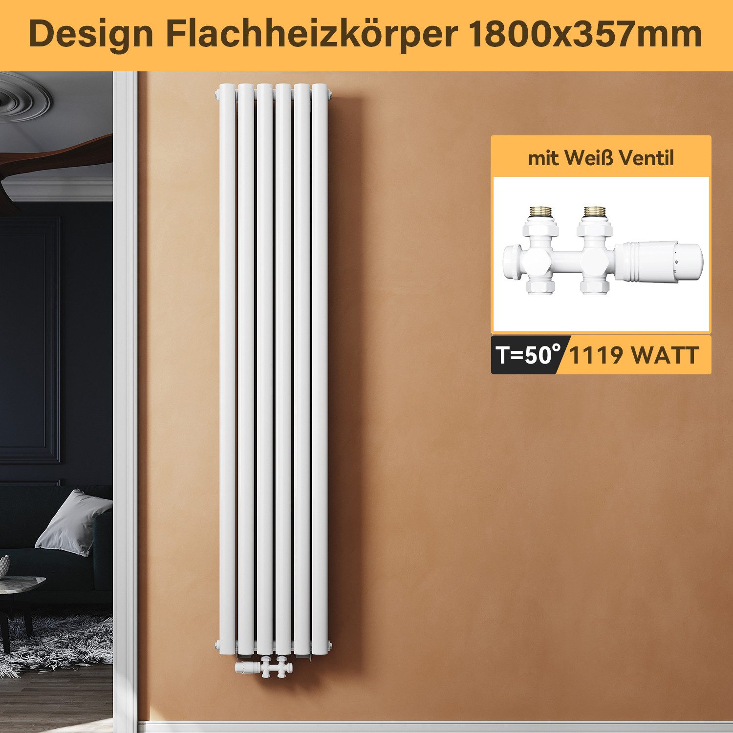 SONNI Badheizkörper Heizkörper Design Röhren Heizung modern, Weiß