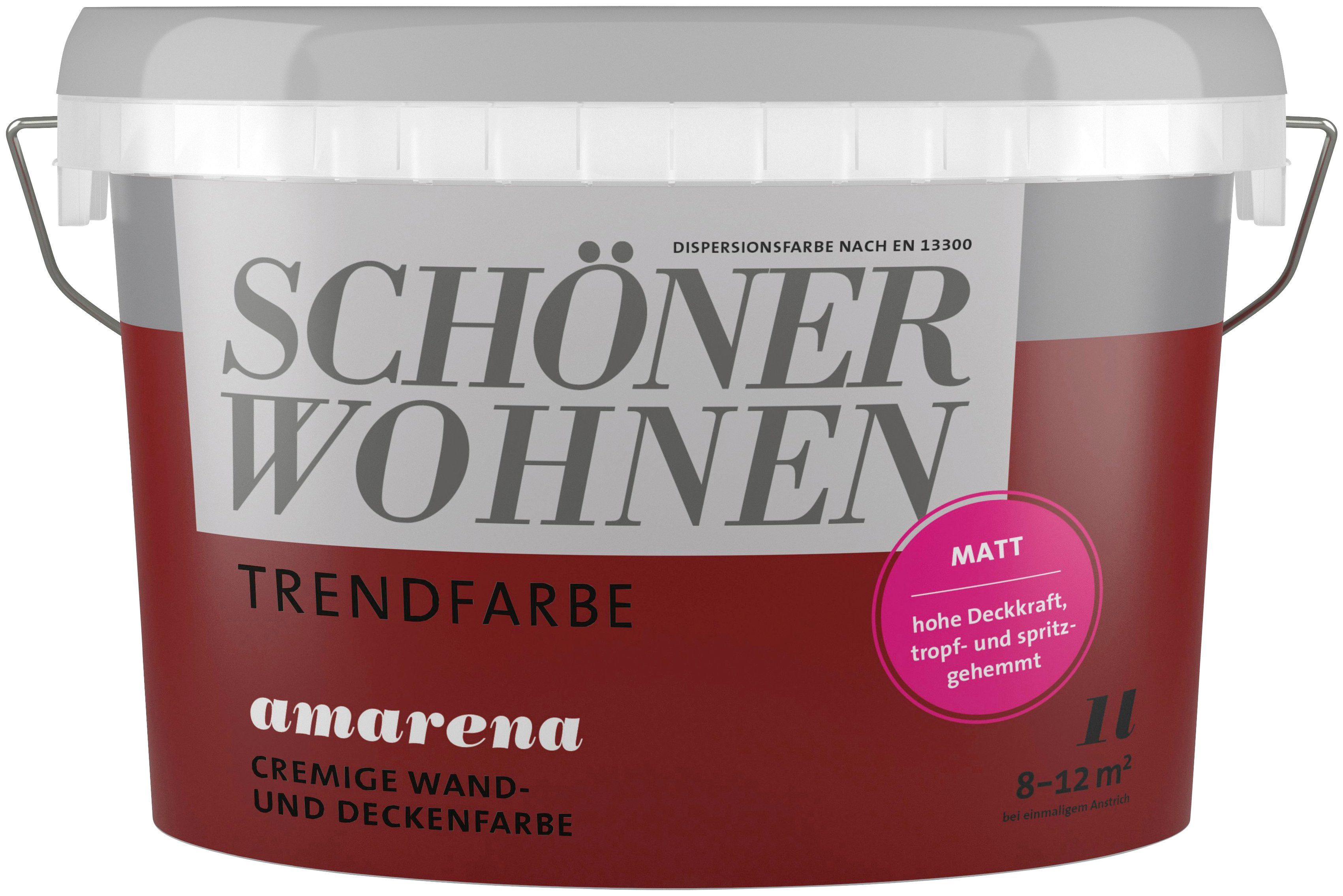 SCHÖNER WOHNEN FARBE Wand- geeignet Trendfarbe, für Liter, 1 Amarena, Deckenfarbe und - Allergiker Wandfarbe hochdeckende