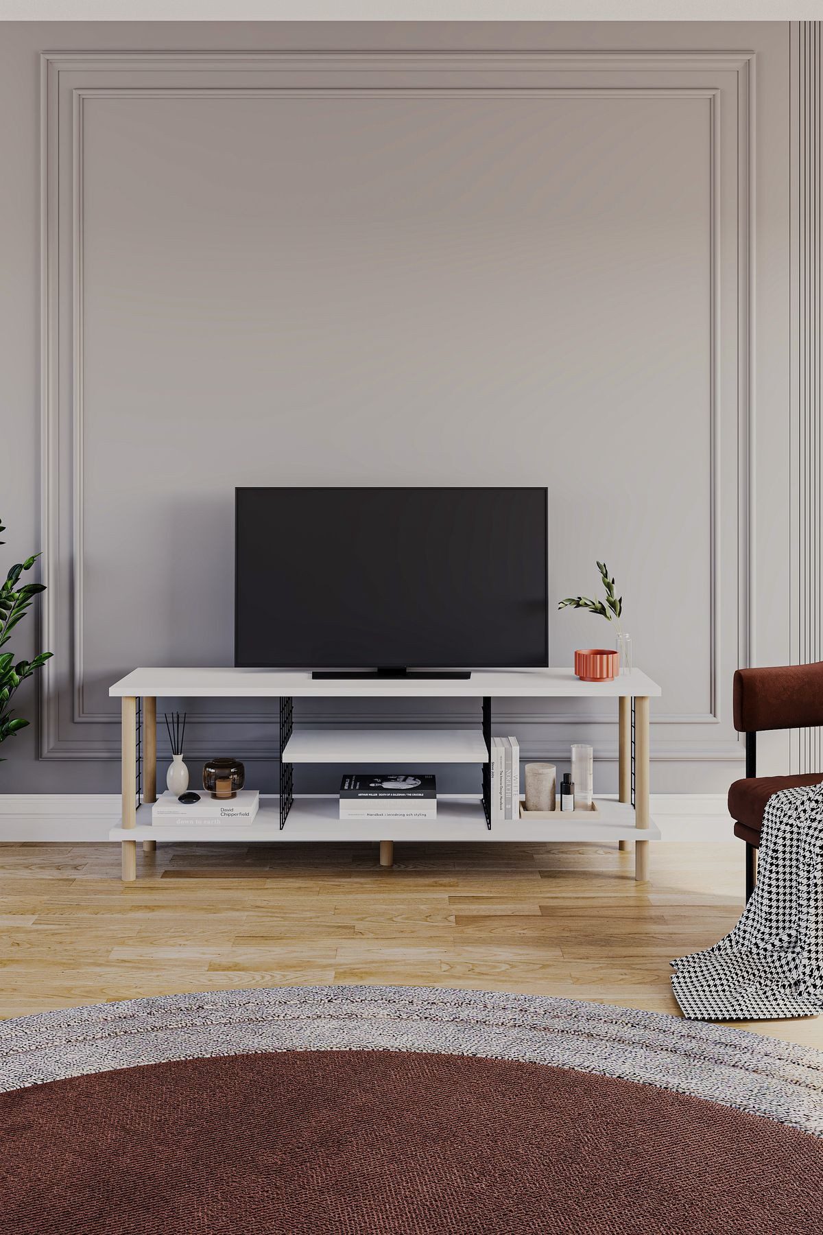 en.casa TV-Schrank (1-St) Offene Fächer mit Metalltrennwänden 91332218