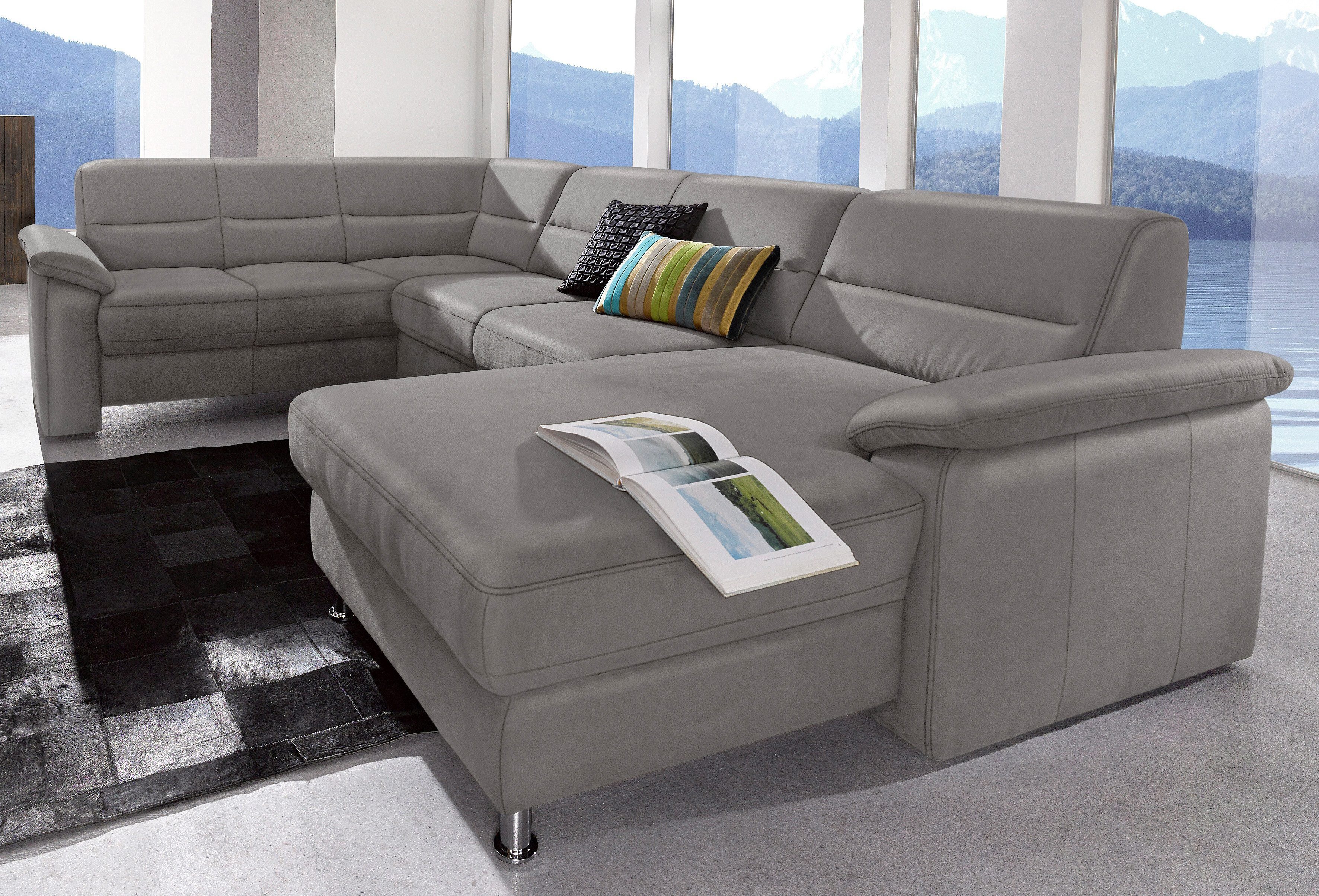 sit&more Wohnlandschaft Ascara U-Form, B:312cm, klassisches Design, Taschenfederkernpolsterung, inklusive Boxspring/Federkern-Polsterung, wahlweise mit Schlaffunktion
